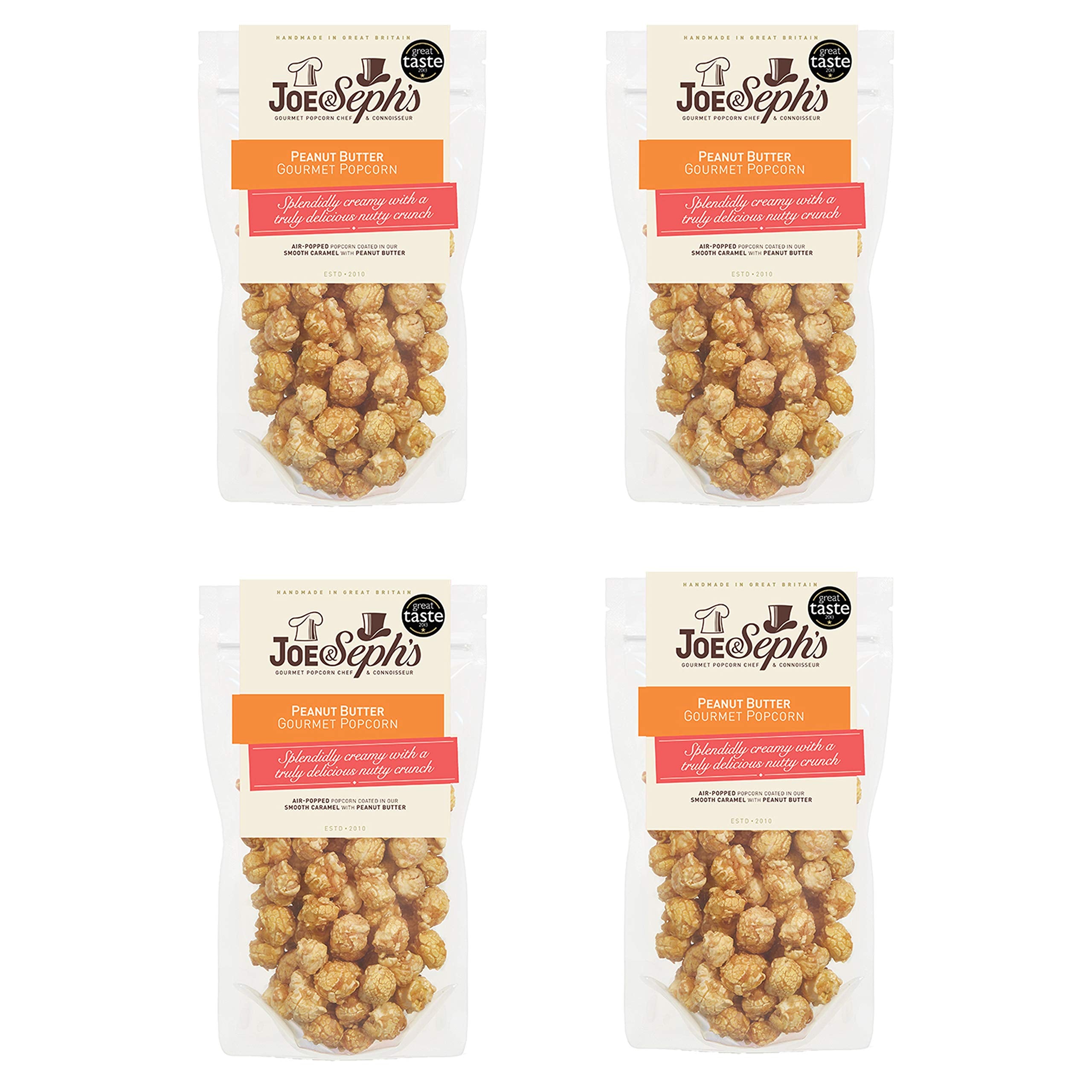 Joe & Seph's Peanut Butter Popcorn (4x80g) - 2 Star Great Taste Award, Air-Popped Sweet & Salted Snack