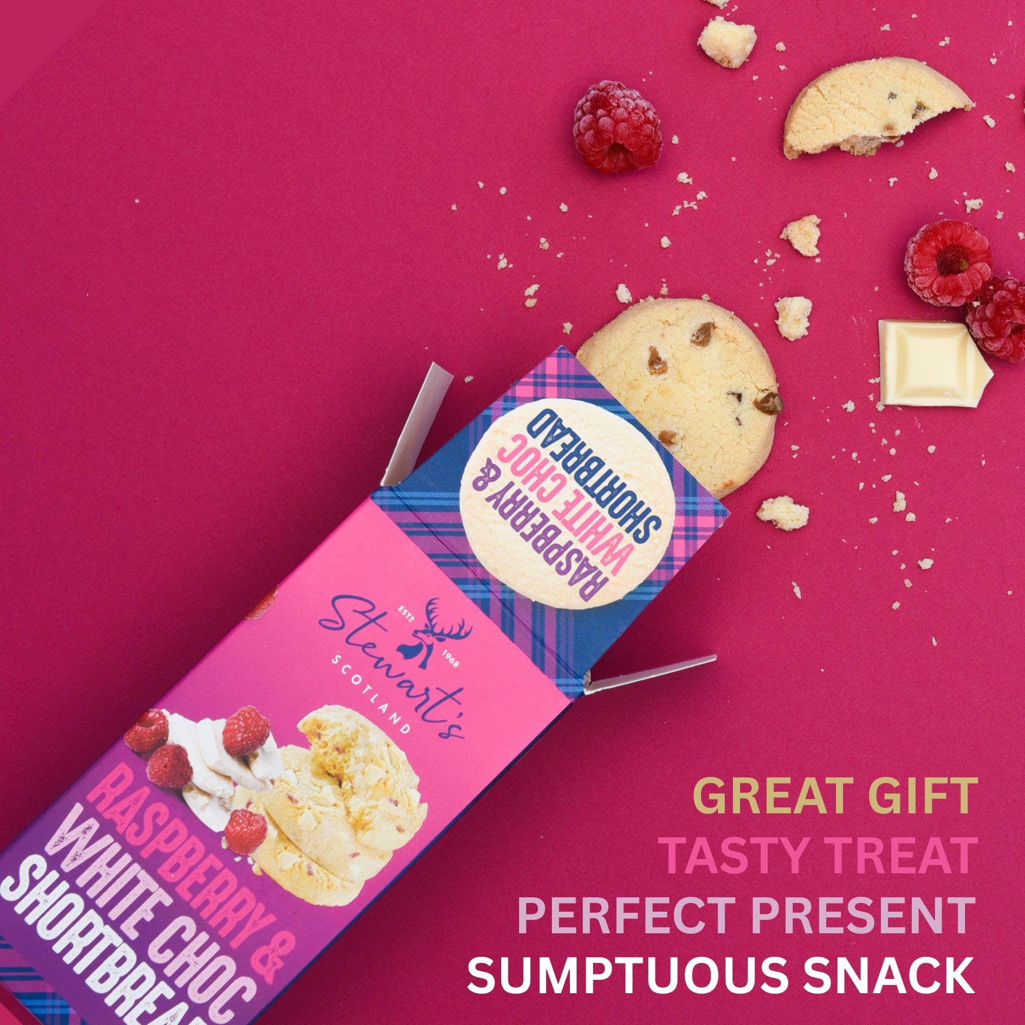 Stewart's Signature Raspberry & White Chocolate Shortbread Biscuits 160g 4