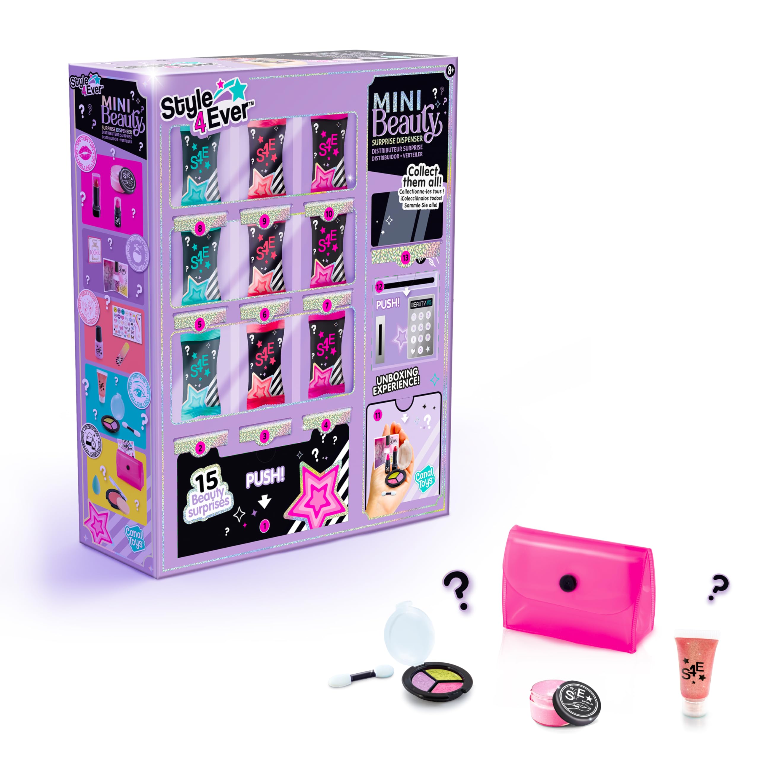 Canal Toys Style 4 Ever Mini Beauty Surprise Dispenser, Mystery Unboxing Vending Machine with 15 Trendy Makeup Miniatures