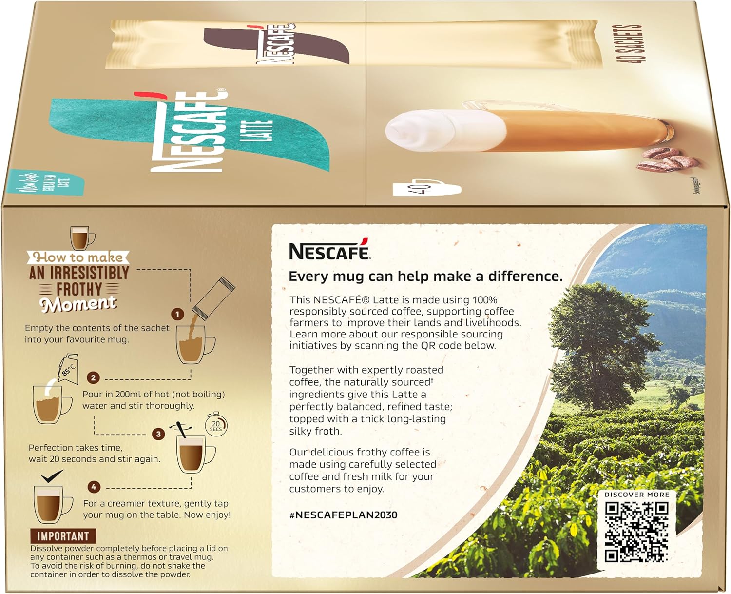 NESCAFÉ Gold Latte Instant Coffee Sachets - 40 x 18g 5