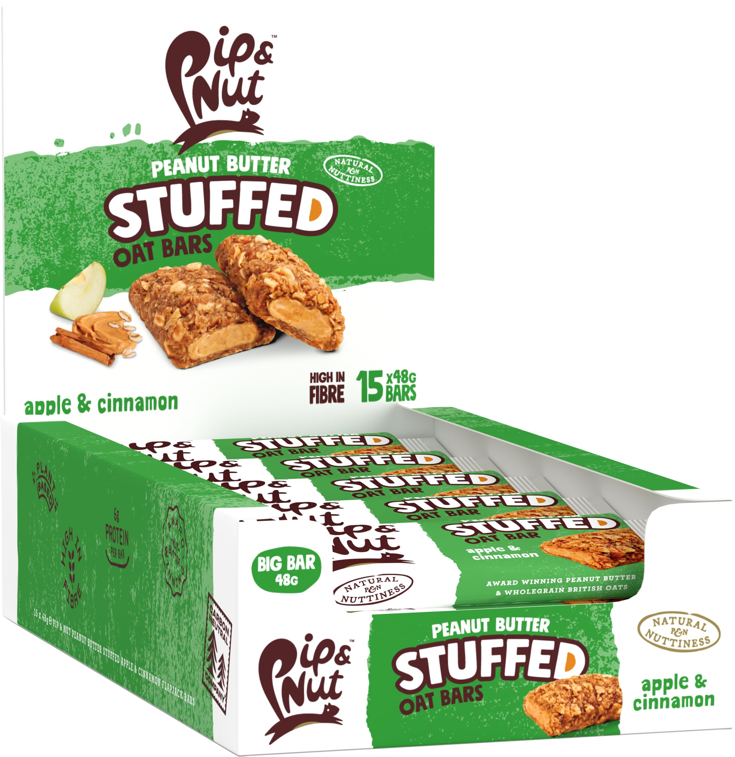 Pip & Nut Peanut Butter Stuffed Oat Bar Apple & Cinnamon | 15 Count (48g Each) 1