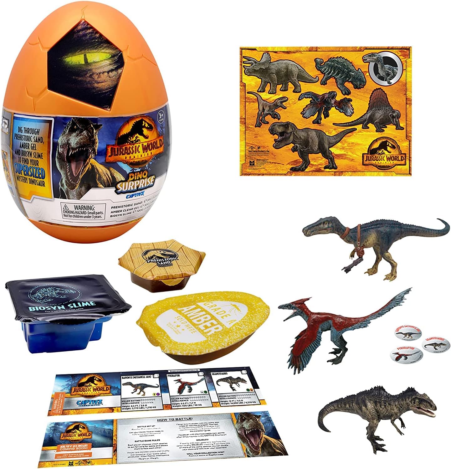Jurassic World Captivz Dominion Surprise Egg - Super-Sized Pop N Lock Dinosaur Playset
