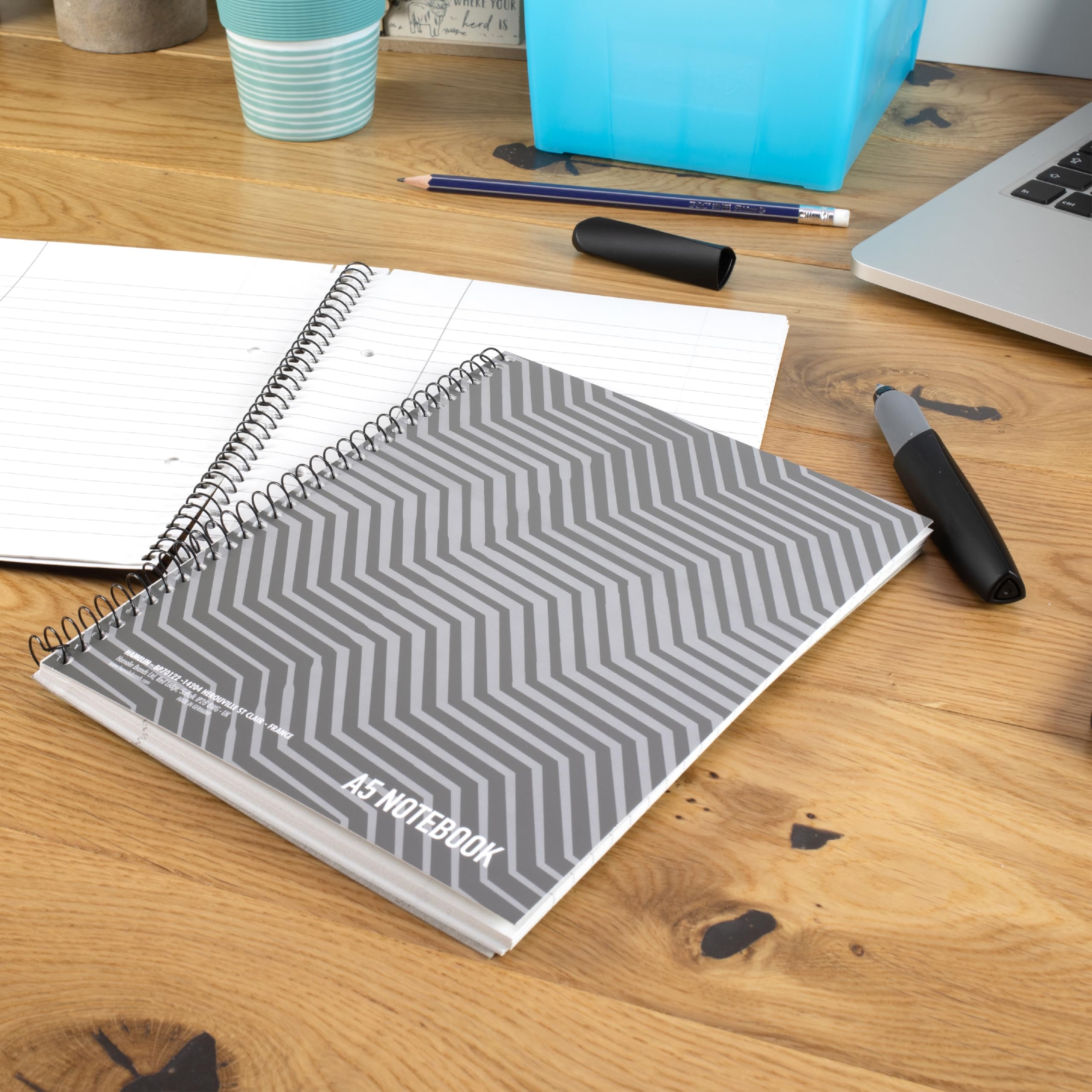 SUMMIT Jotter A5 Notebook - 80 Sheets, 160 Page, 8mm Ruled with Margin | Pack of 5 Grey 2