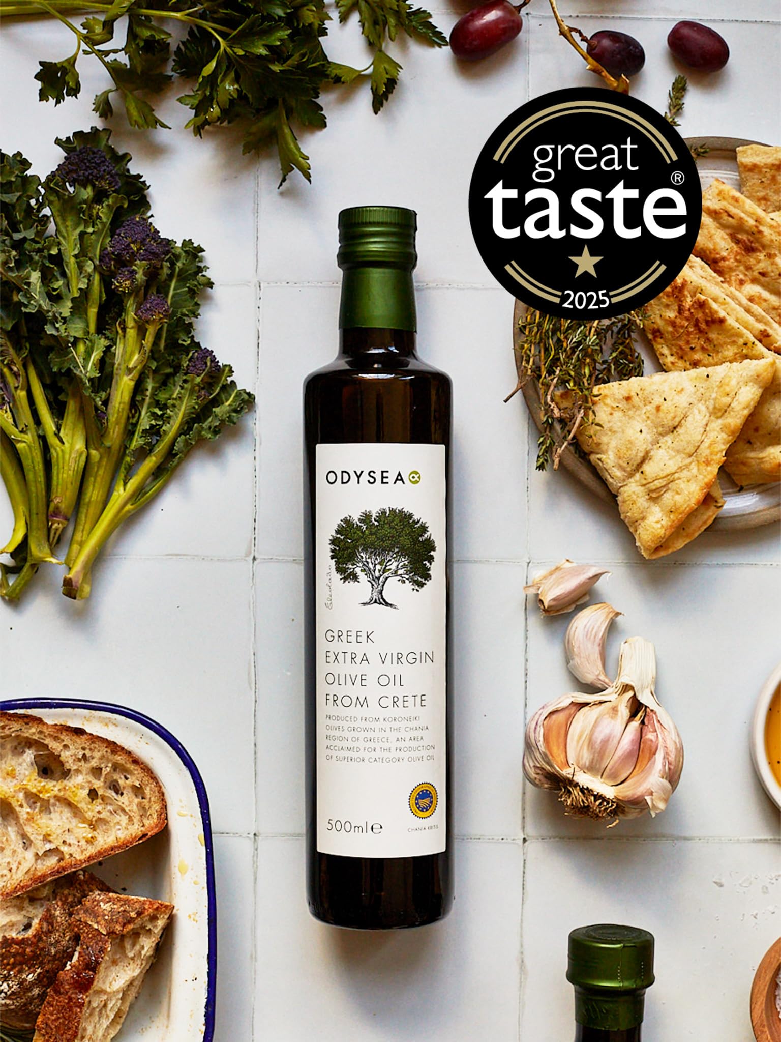 Odysea PGI Extra Virgin Olive Oil - Koroneiki Olives | Medium Strength | 500ml Glass Bottle 2