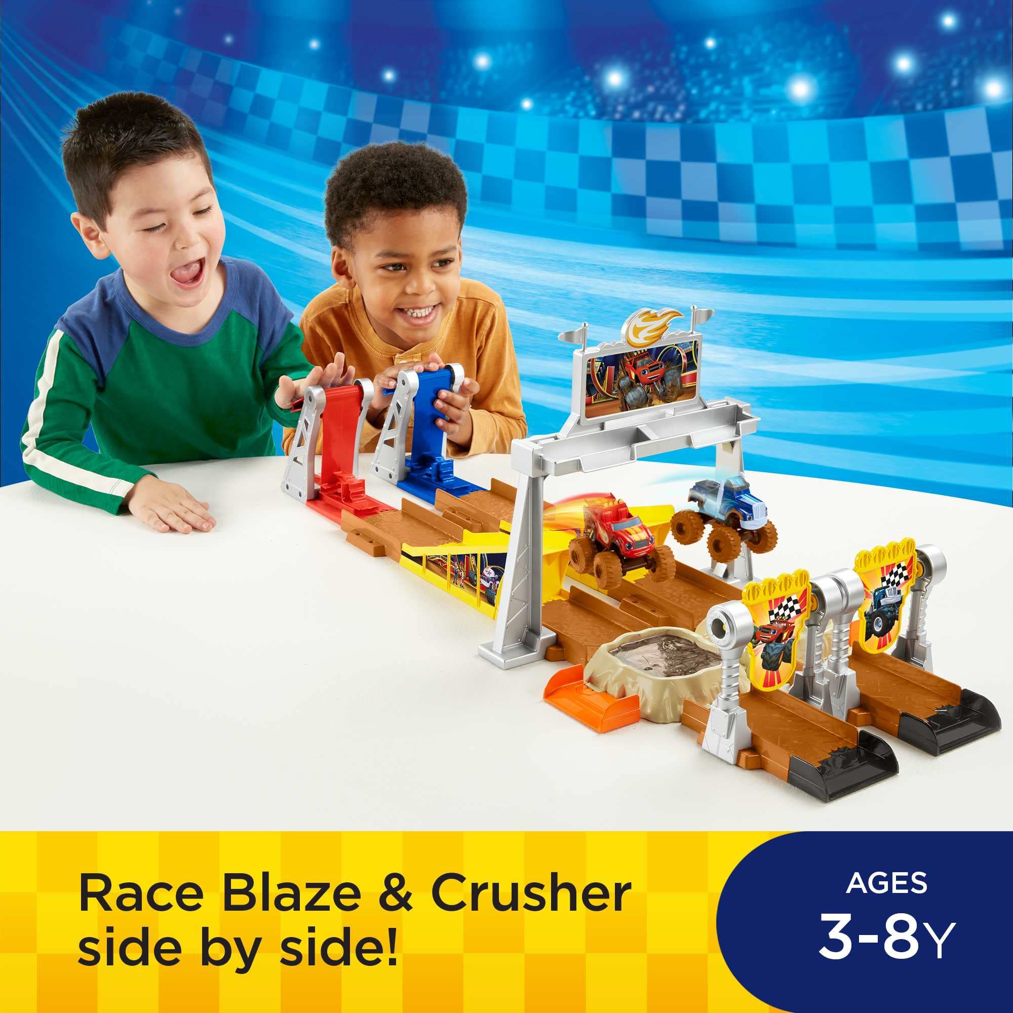 Fisher-Price Blaze and the Monster Machines Mud Pit Race Track - Reconfigurable Raceway with Slime & Launchers for Ages 3+ 5