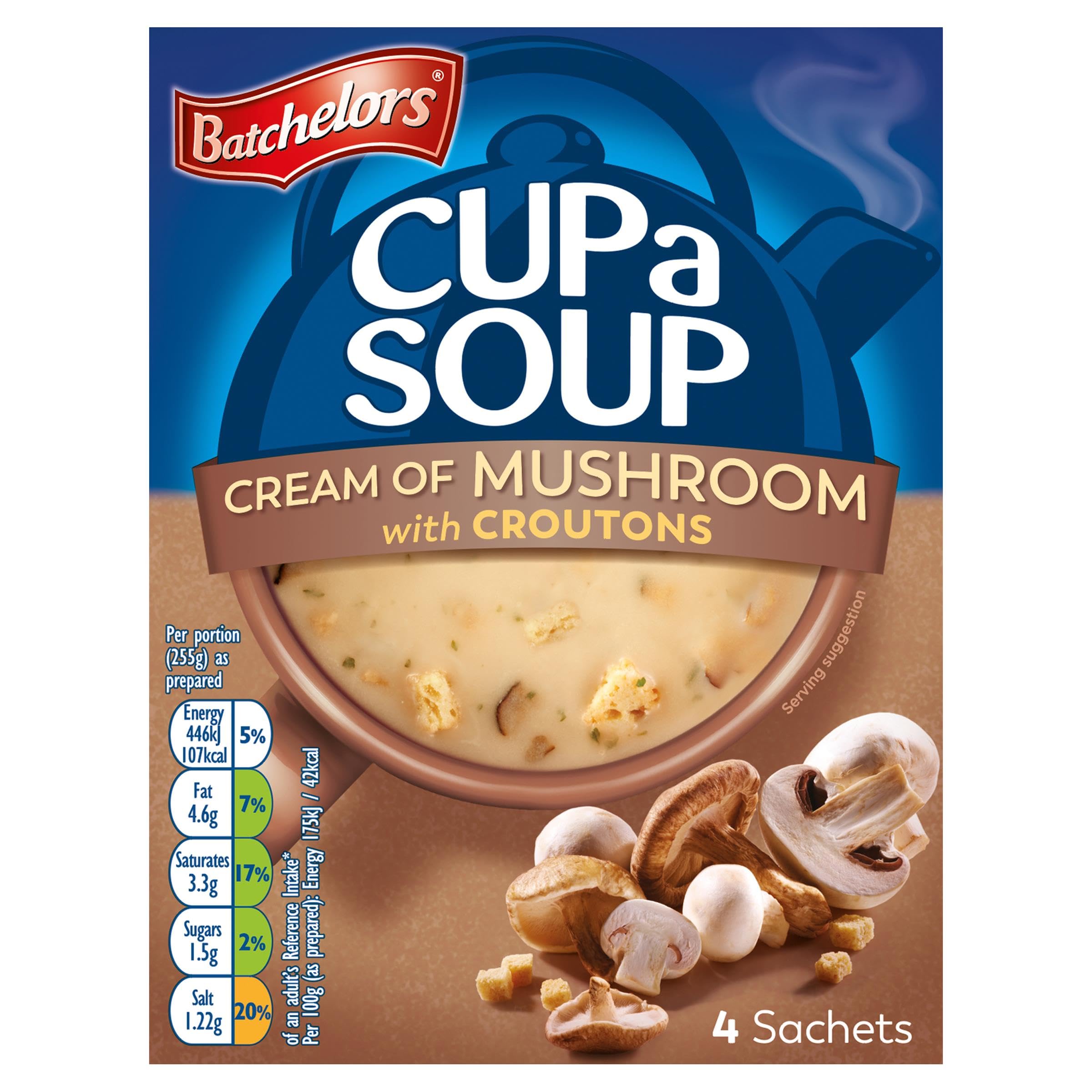 Batchelors Cup a Soup Mushroom Instant Soup Sachets, 4 Sachets, 99 g