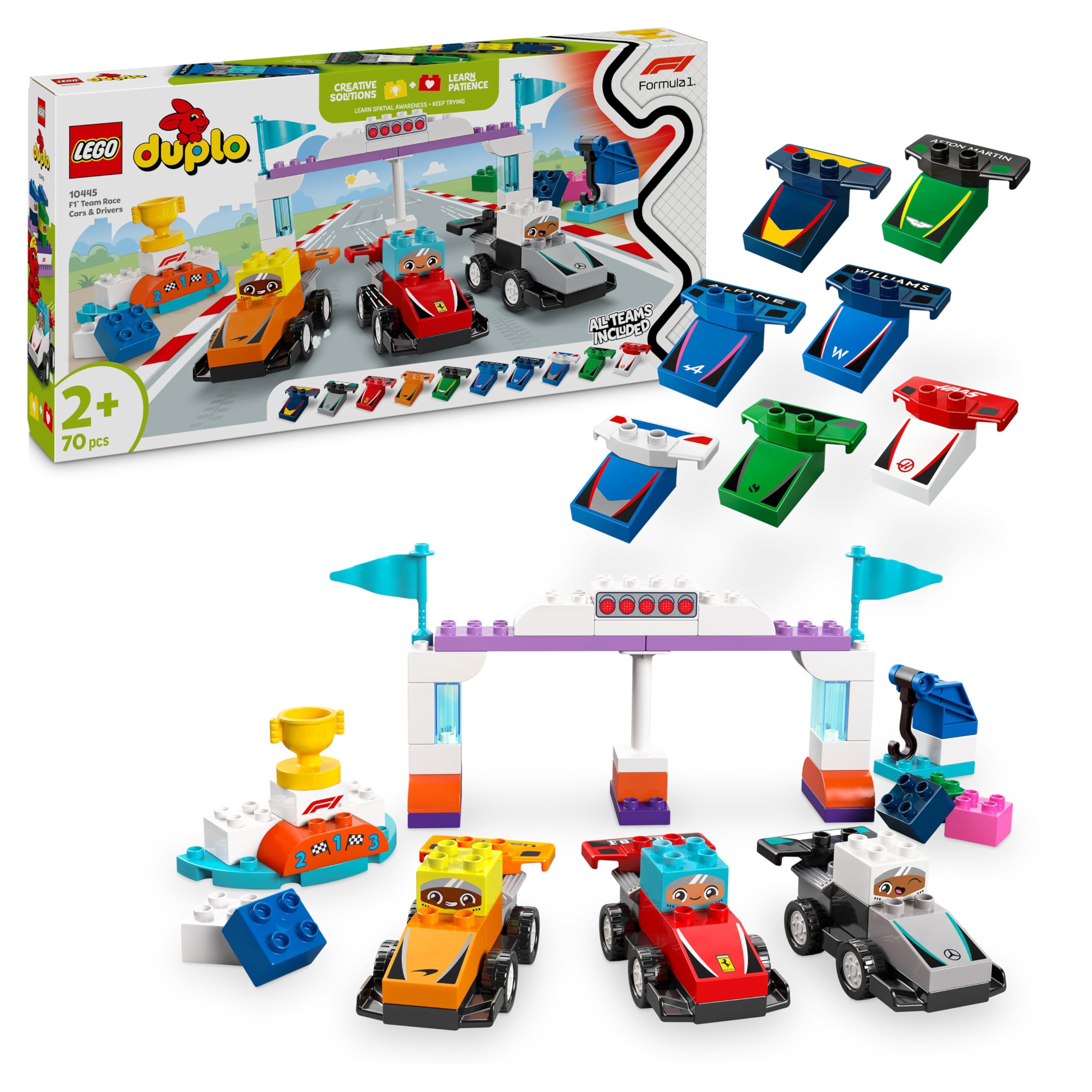 LEGO DUPLO Town F1 Team Race Cars & Drivers Building Set 10445 for Ages 2+ 1