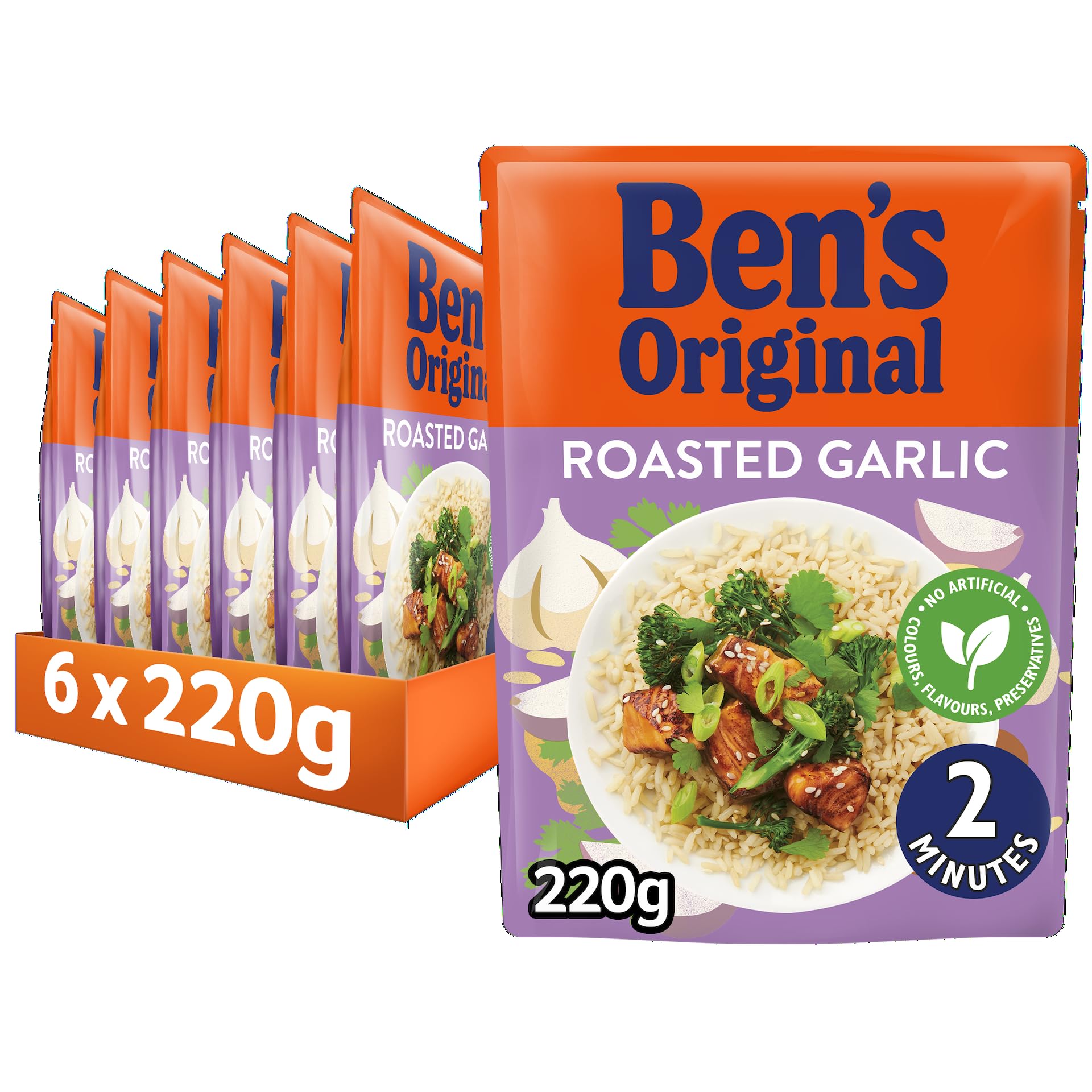 Ben's Original Roasted Garlic Microwave Rice, 6 x 220g Pouches