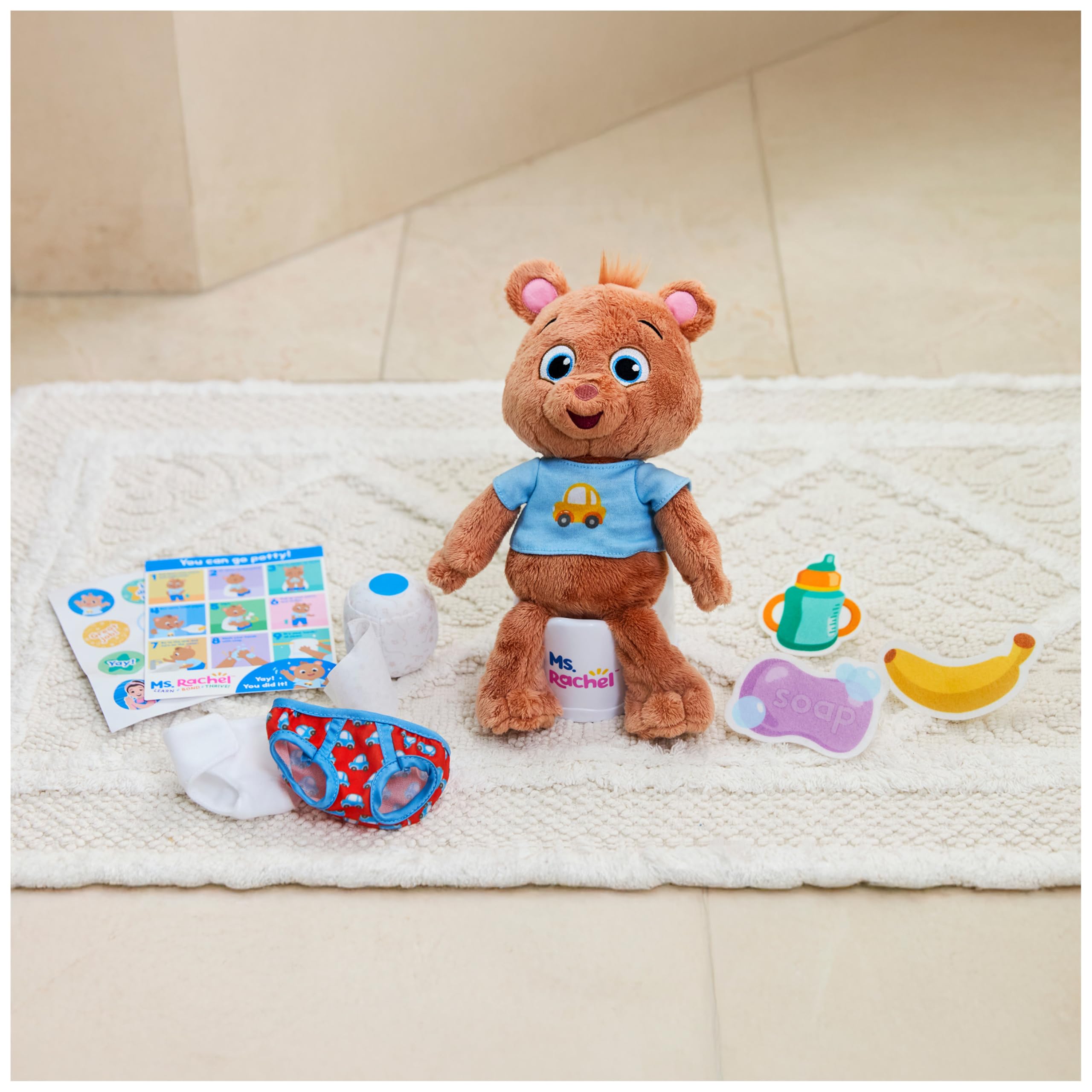Ms. Rachel Potty Time with Bean - Educational Plush Bear Playset for Toddlers 18+ Months 7