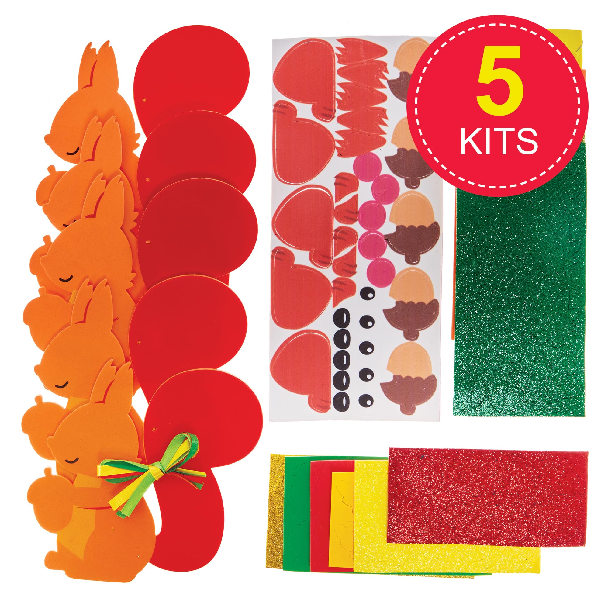Baker Ross Leafy Squirrel Mix and Match Decoration Craft Kit - Pack of 5 5