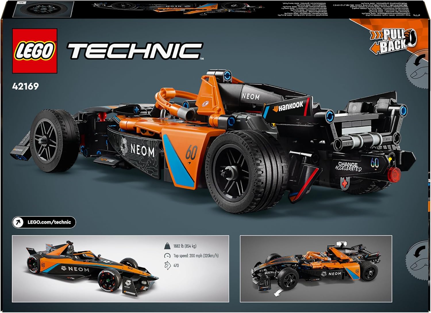 LEGO Technic NEOM McLaren Formula E Race Car Building Set - 463-Piece Pull-Back Action Toy for Ages 9+ 4