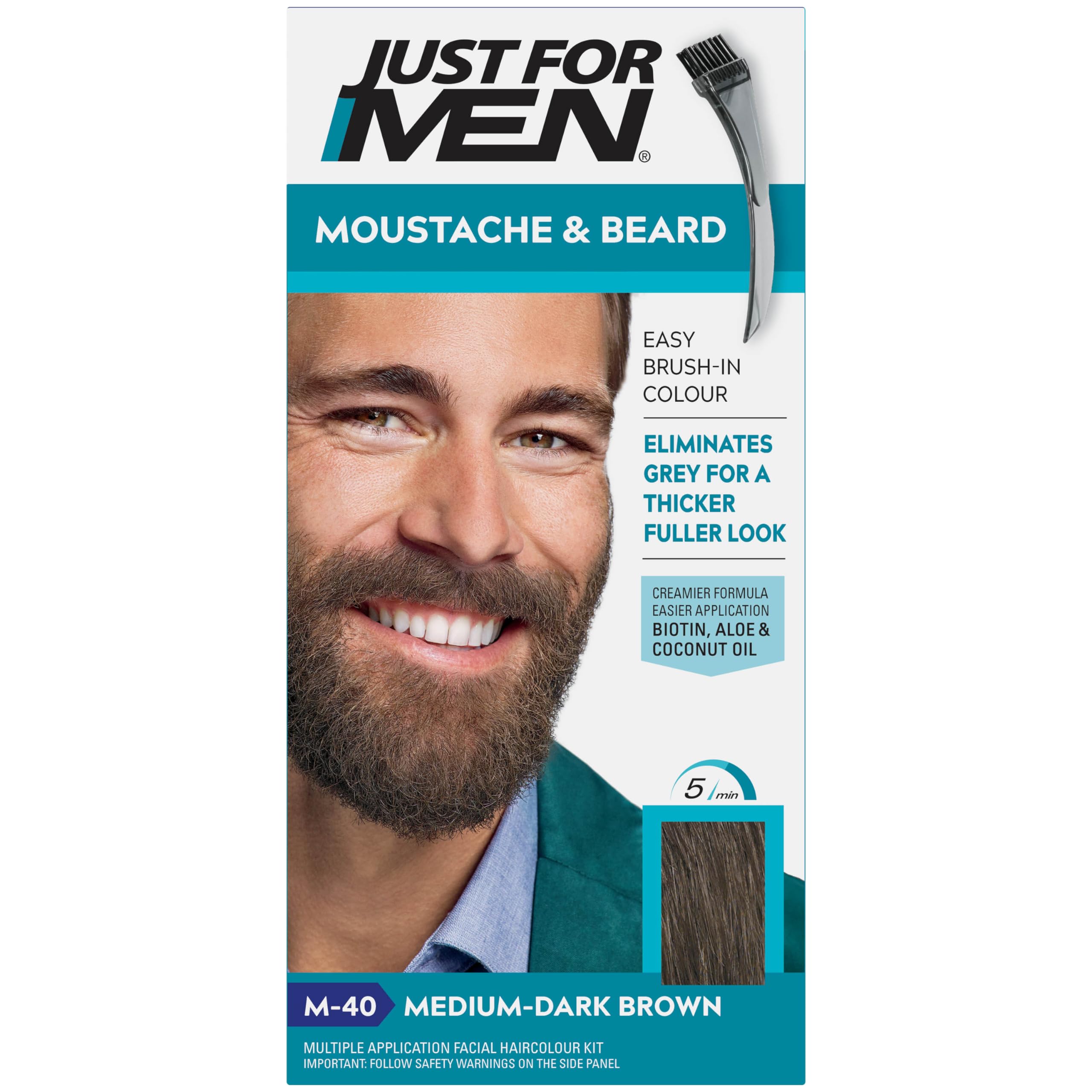 Just for Men Moustache & Beard Medium-Dark Brown Dye (60g) - M40