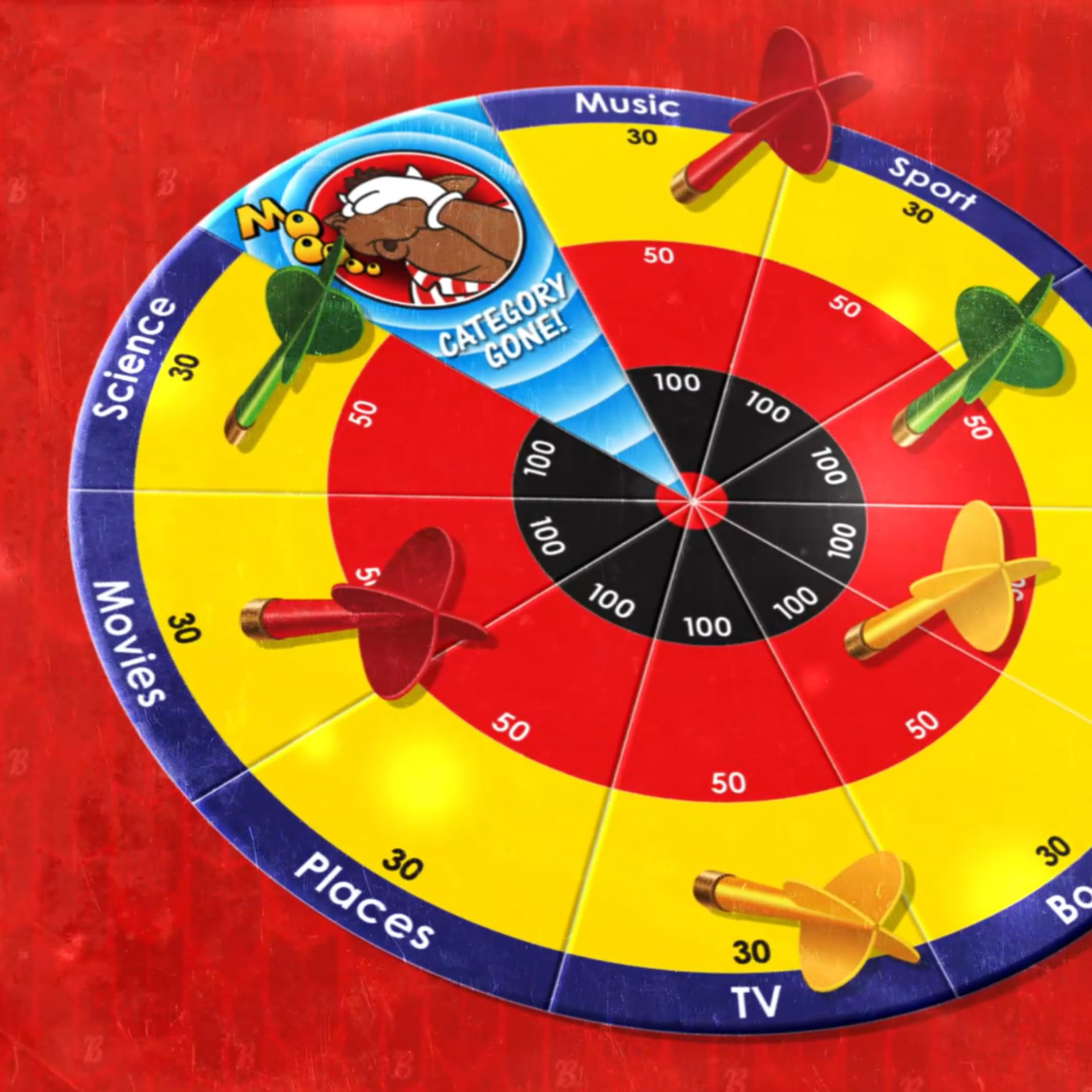 Bullseye Board Game, Classic TV Show Quiz with Magnetic Darts, Ages 14+, 2- 5