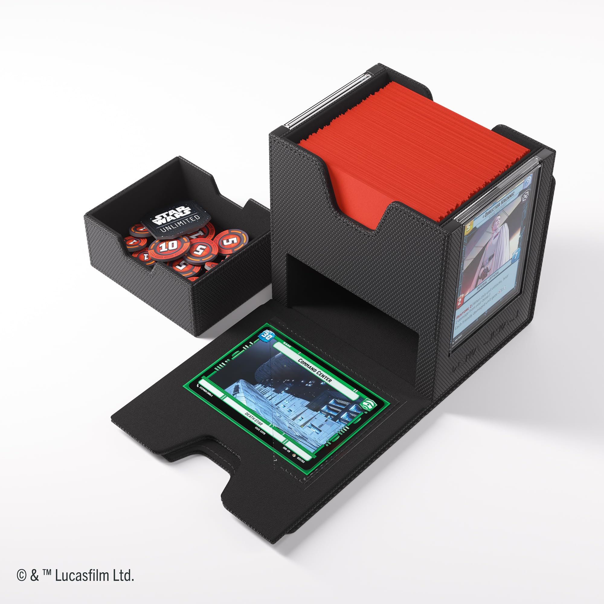 Gamegenic Twin Suns DECK POD - Black | Holds 100 Double-Sleeved Cards | UV Protection 6