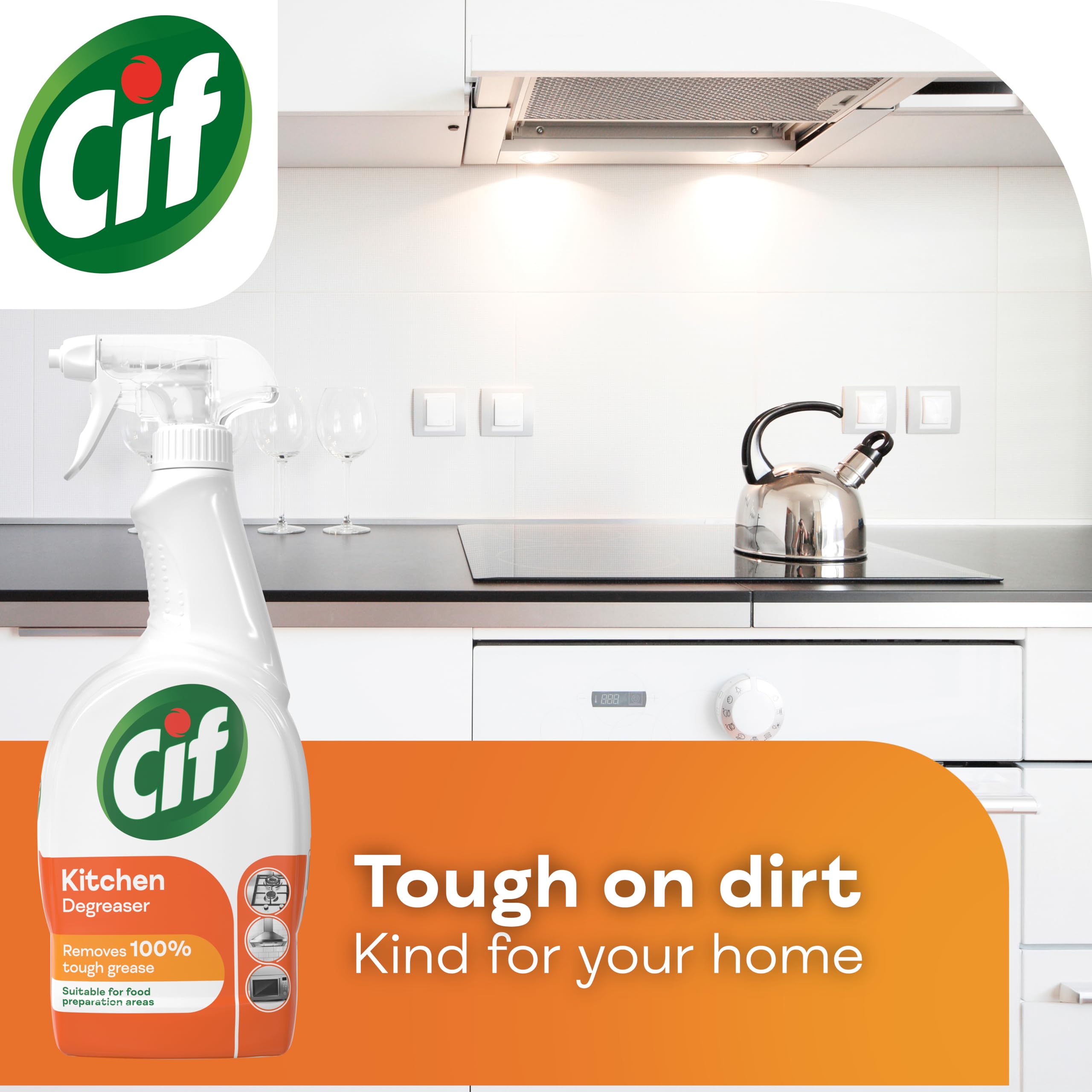 Cif Cleanboost Kitchen Spray - 100% Tough Grease Removal | 700 ml | Orange Scent 3