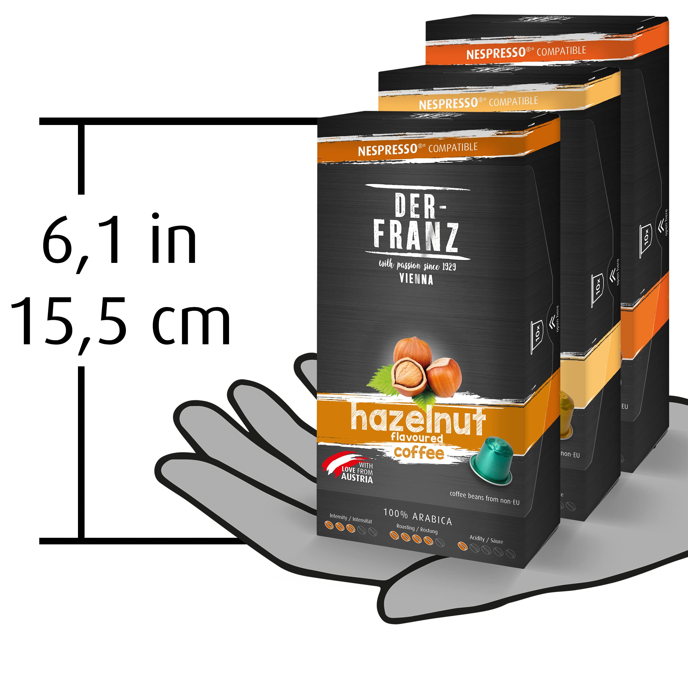Der-Franz Hazelnut, Vanilla and Caramel Flavored Coffee Capsules, 120 Count (12x10) - Nespresso Compatible 7