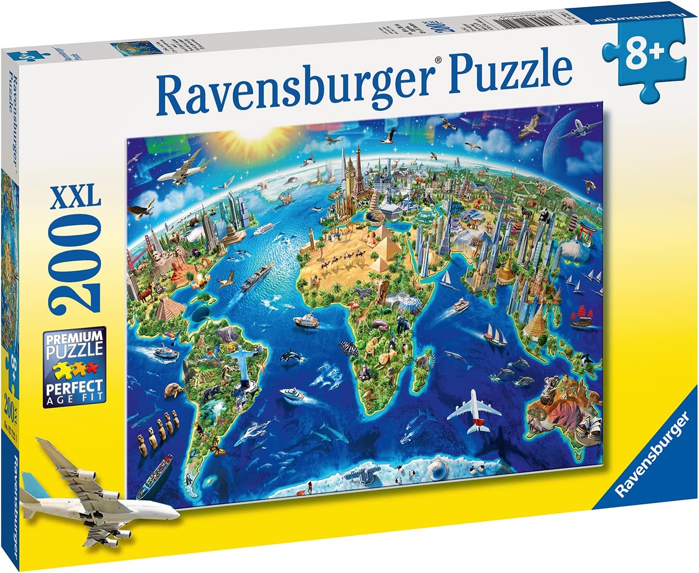 Ravensburger World Landmarks Map 200 Piece Jigsaw Puzzle - XXL Large Pieces for Kids 8 Years Up 7