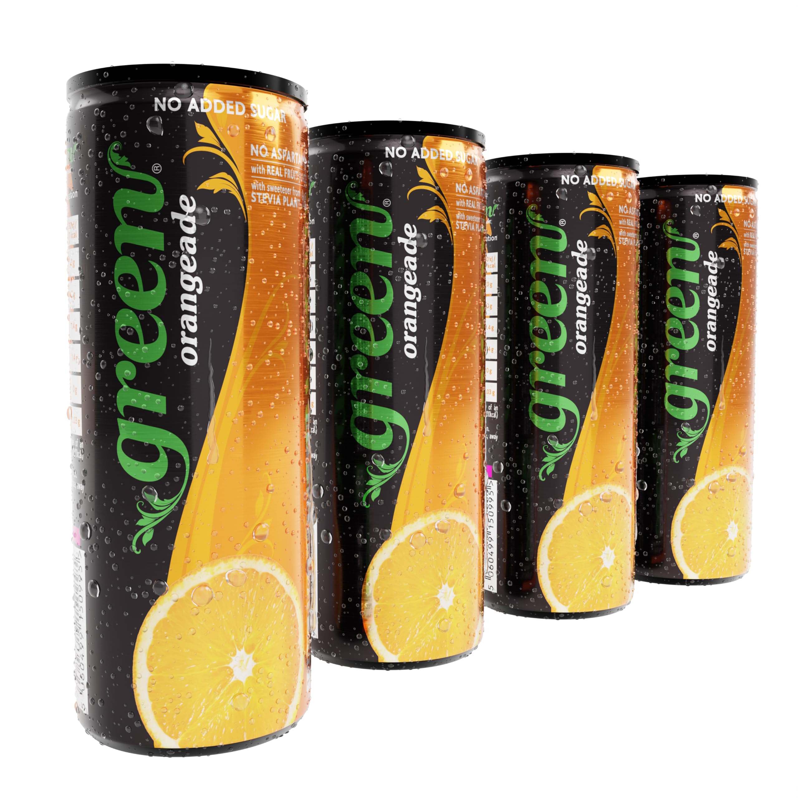 Green Cola Green Orangeade - Low Calorie Sparkling Soft Drink with 20% Natural Juice | 4 x 330ml Cans