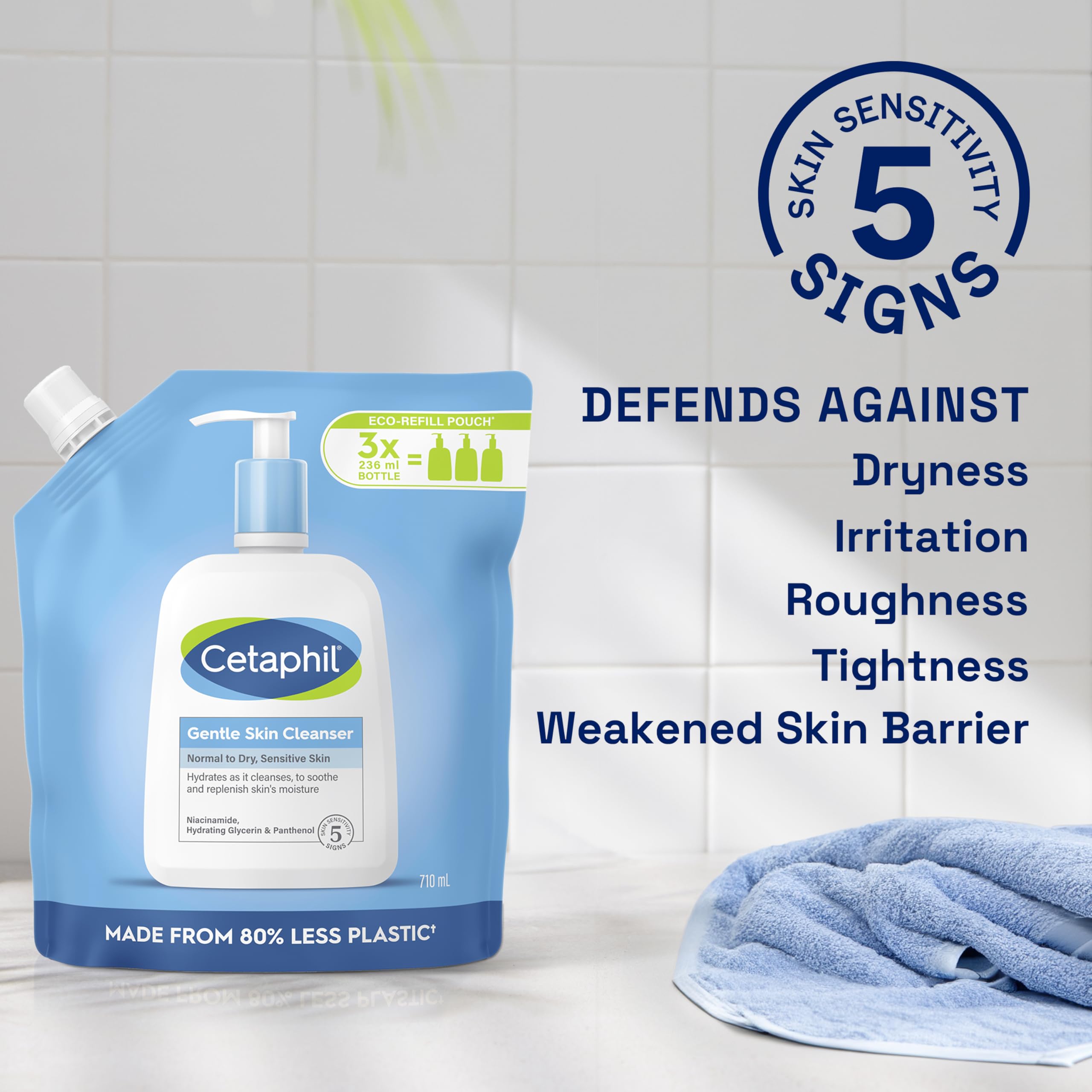 Cetaphil Gentle Skin Cleanser Eco Refill Pouch (710ml) - Face & Body Wash for Sensitive Skin 8