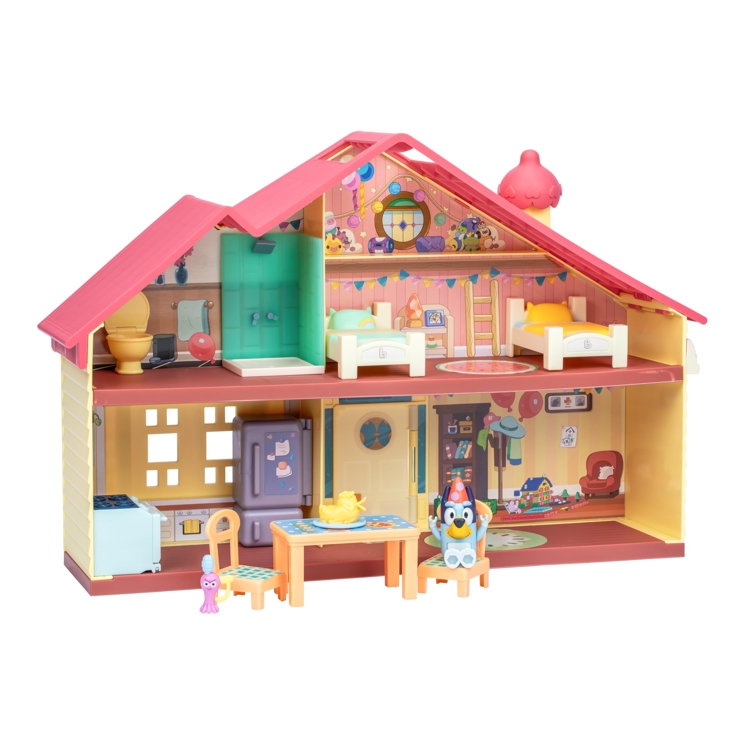 Bluey Celebration Home Playset - 11 Play Pieces, Exclusive 2.5 Inch Figure, Multicolor