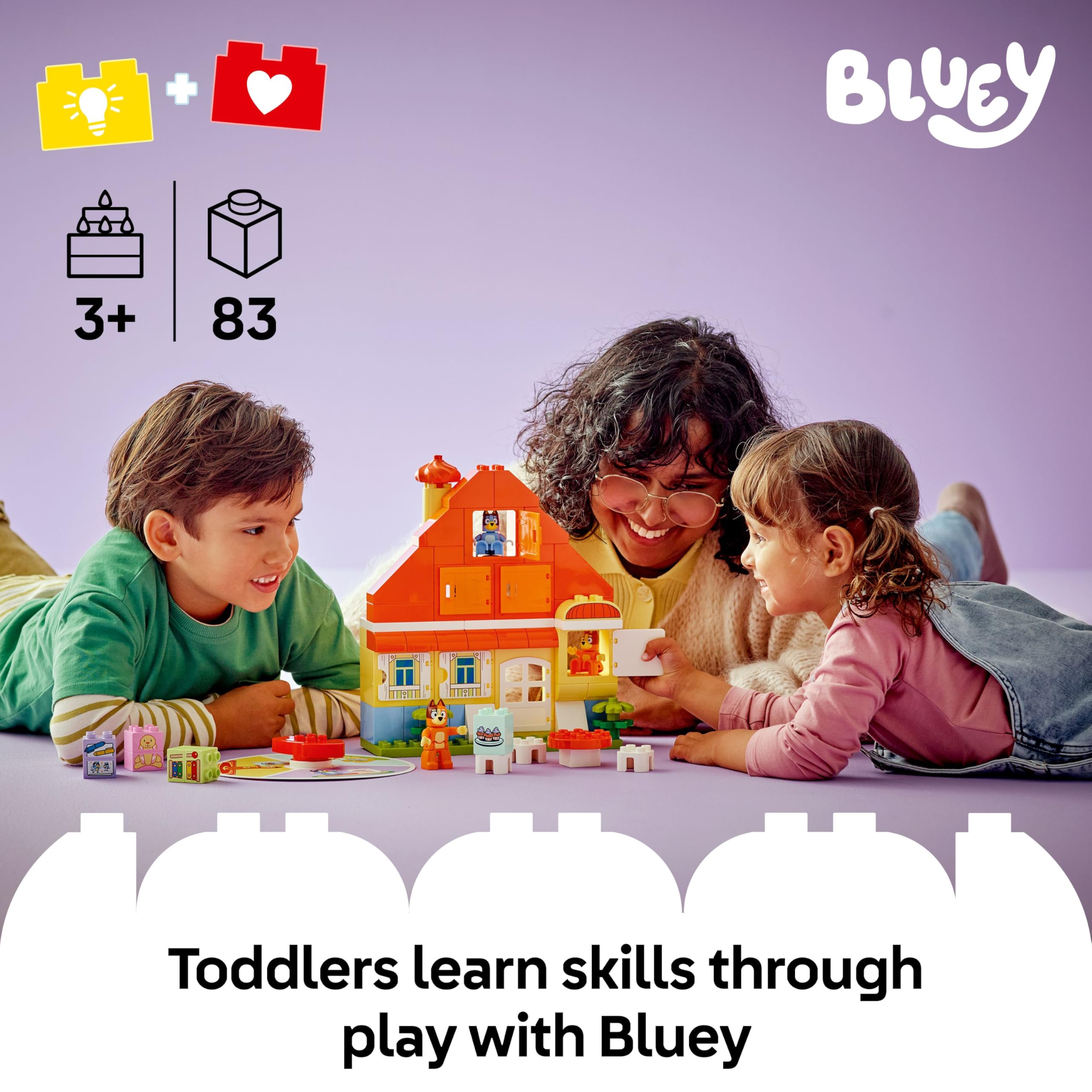 LEGO DUPLO Bluey: Bluey's Family House with Memory Game Building Set | Ages 3+ | Multicolor