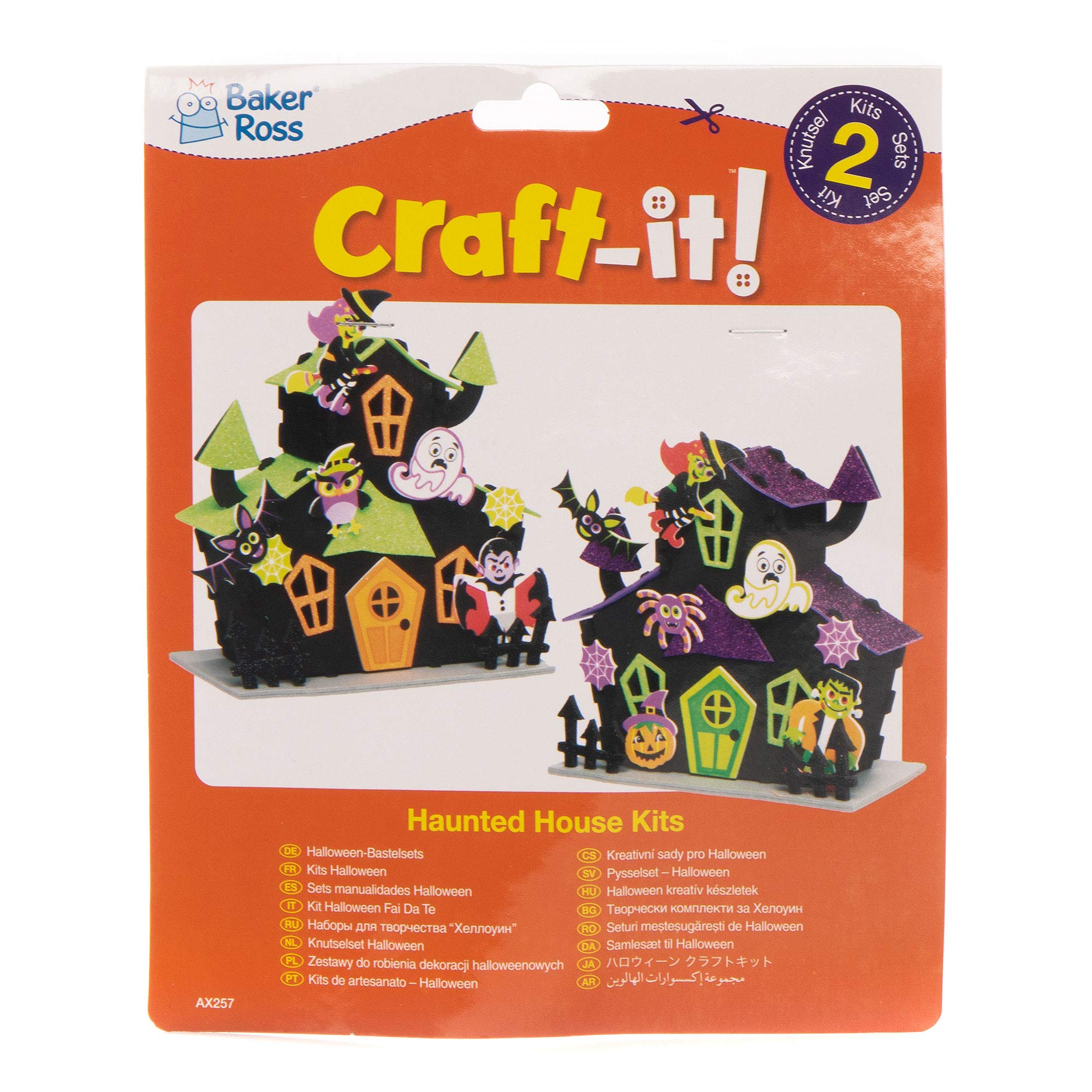 Baker Ross AX257 Halloween Haunted House Craft Kit - Pack of 2, Wooden DIY Spooky House Decoration for Kids 5