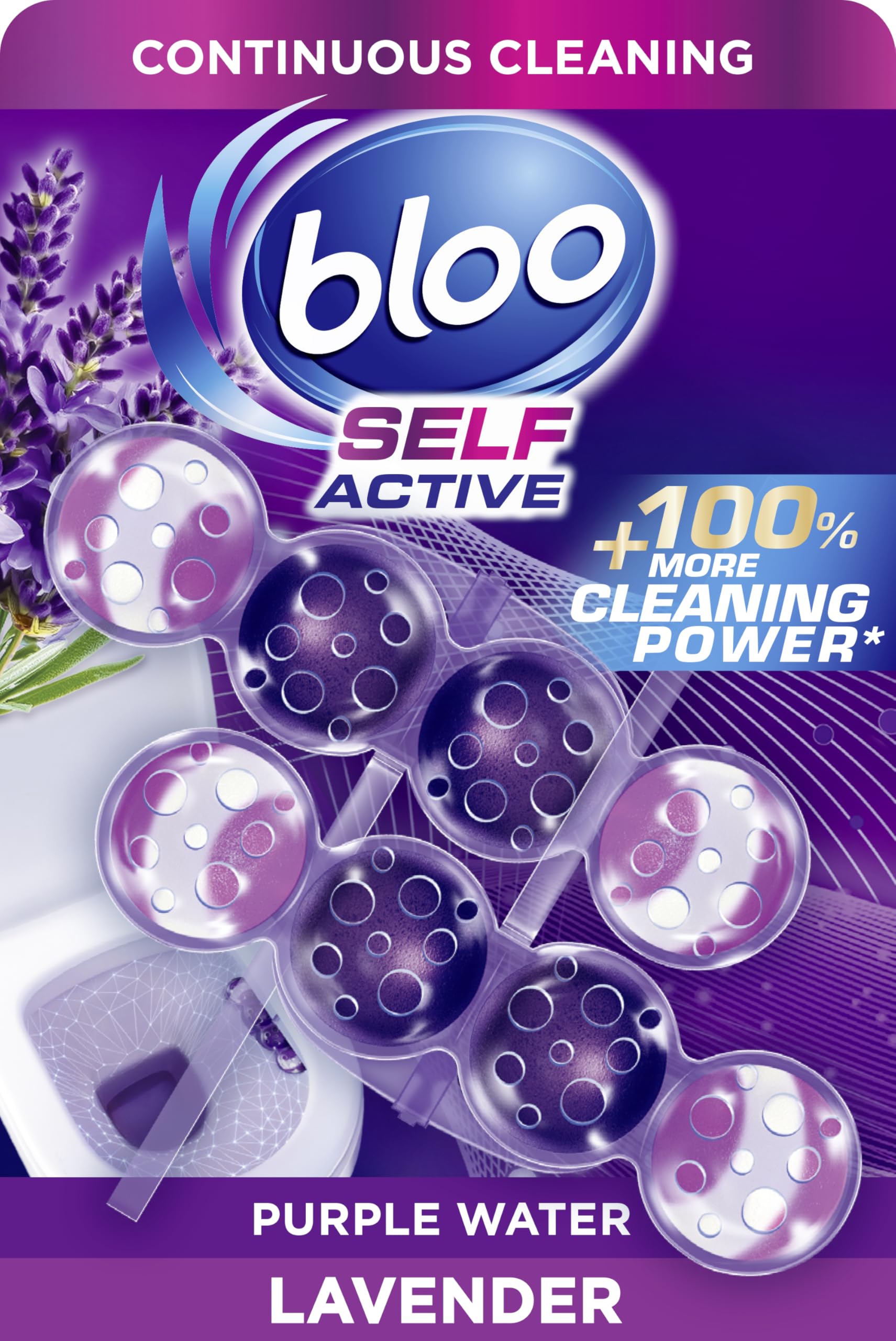 Bloo Self Active Toilet Rim Block and Bowl Cleaner with Lavender Scent | Pack of 2