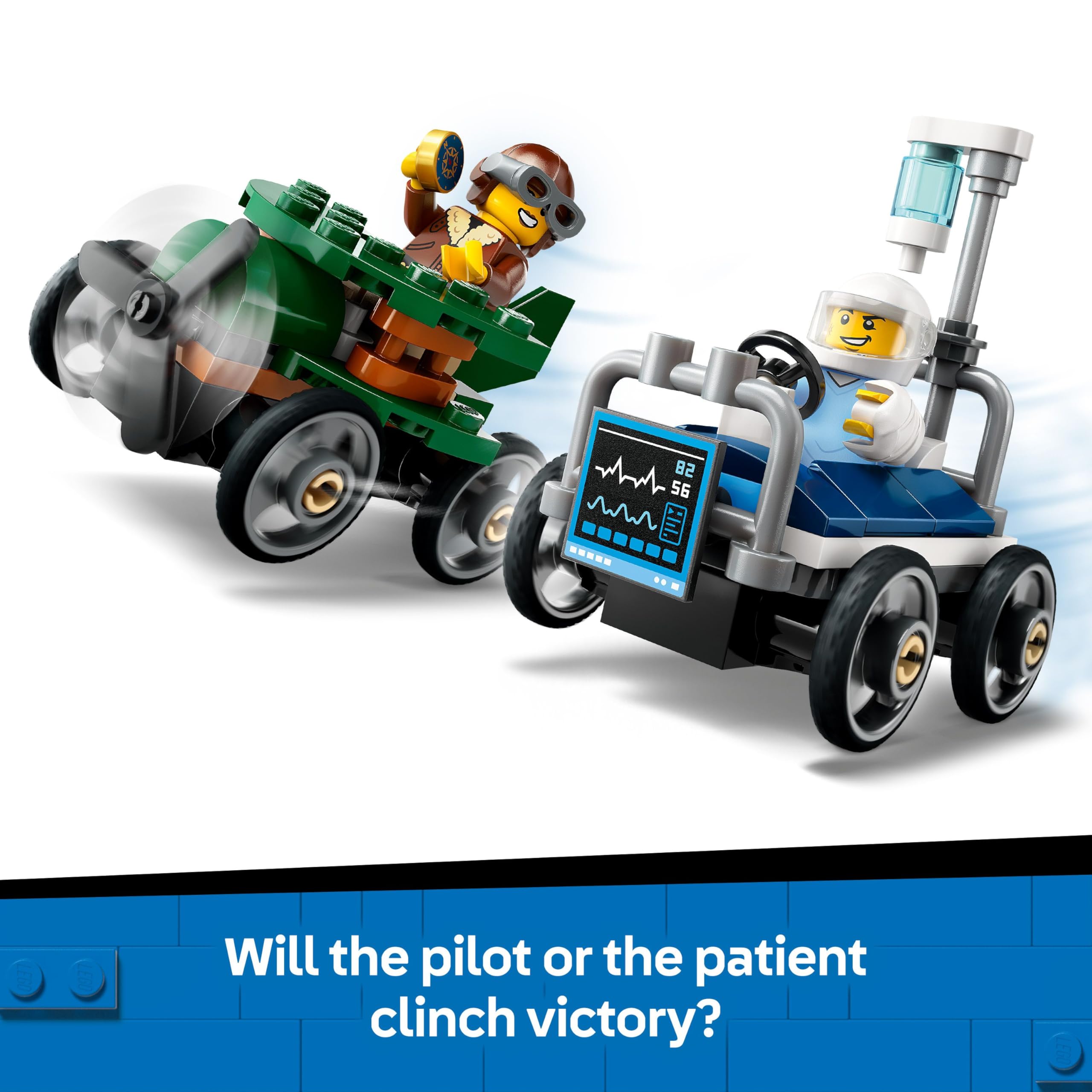 LEGO City Aeroplane vs. Hospital Bed Race Car Pack - Building Set for 5+ 10