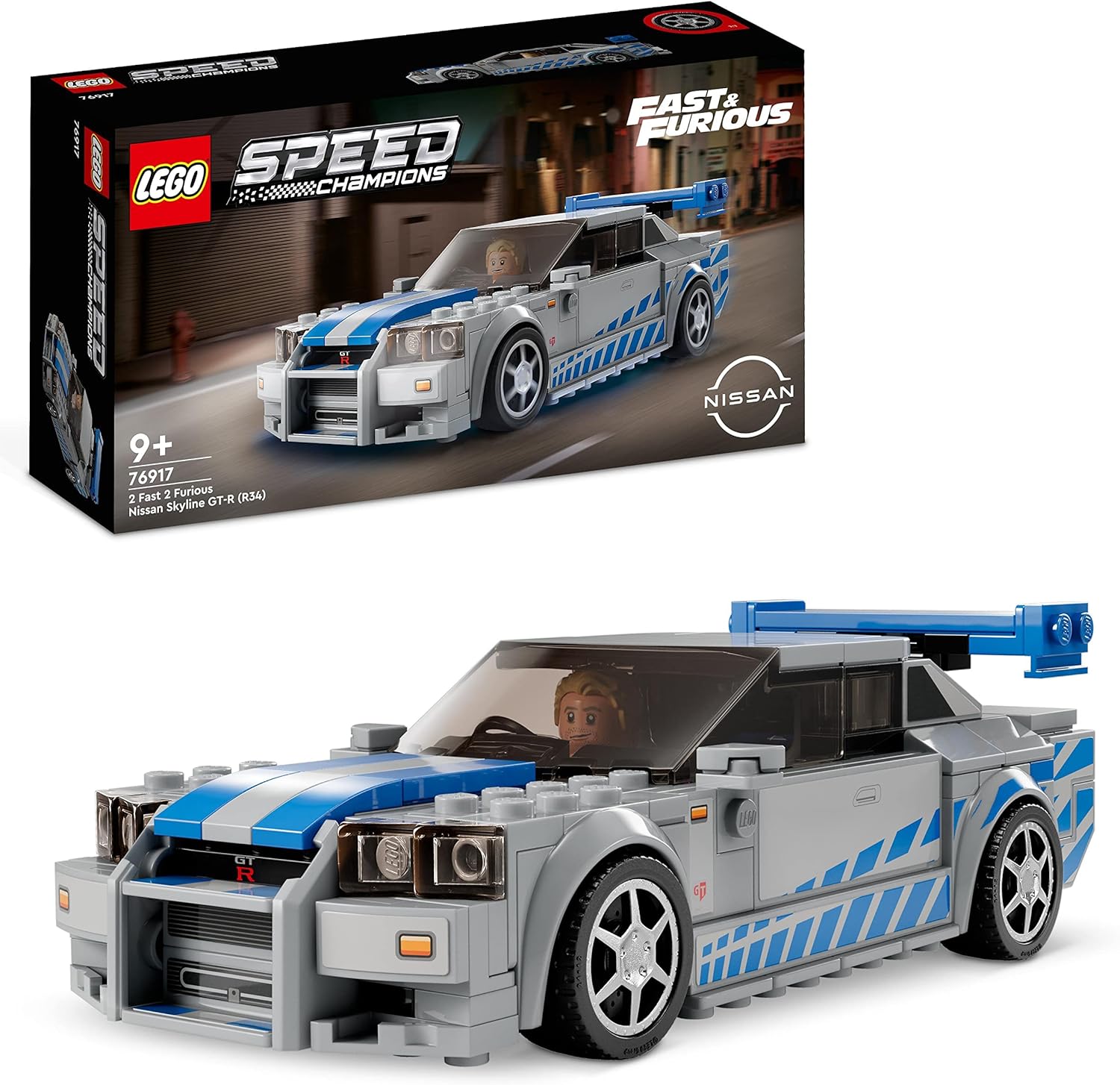 LEGO Speed Champions Nissan Skyline GT-R (R34) Race Car - 319-Piece Building Set for Ages 9+