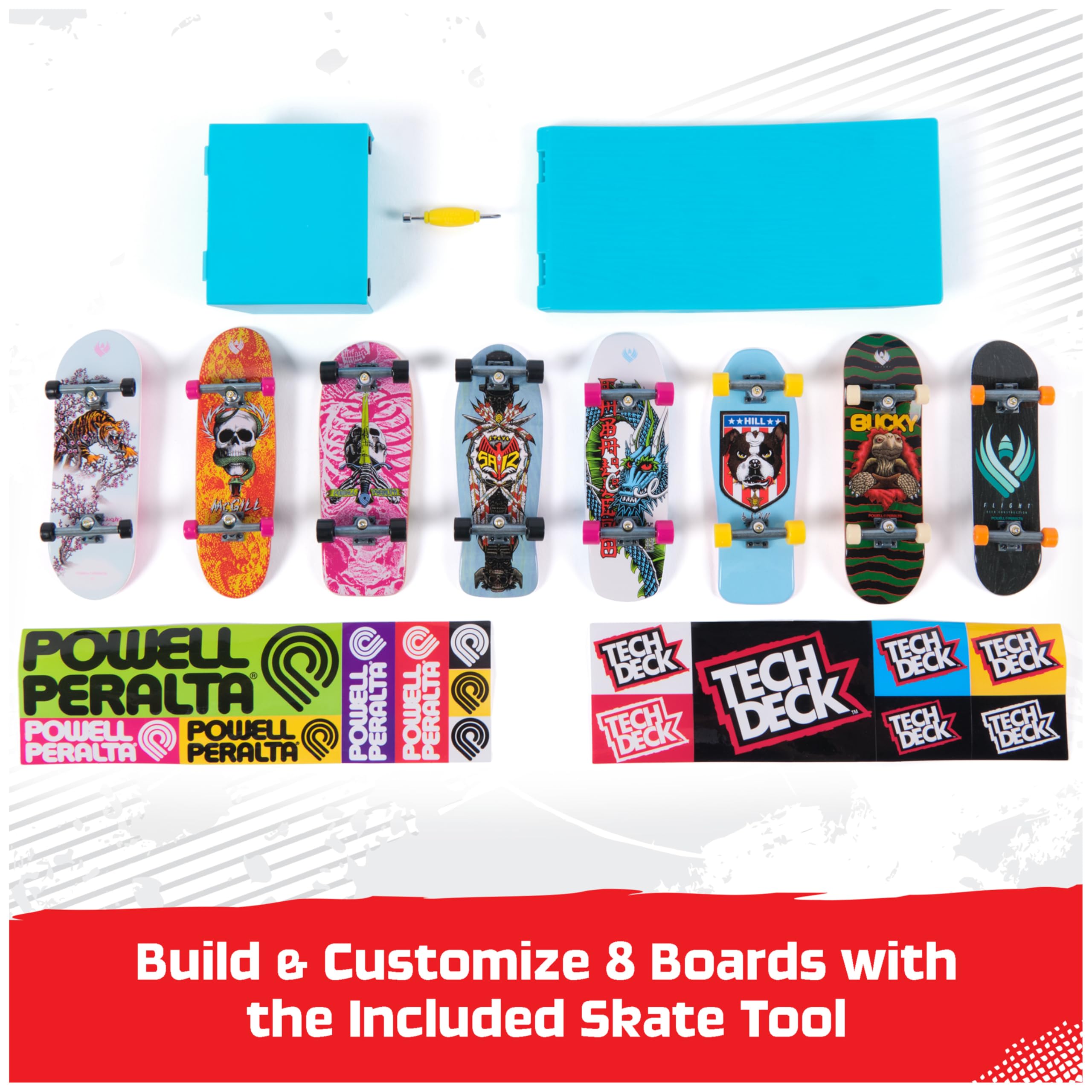 Tech Deck Powell Peralta Legends SK8Shop Bonus Pack with Ramp - 8 Customizable Fingerboards for Ages 6+ 8