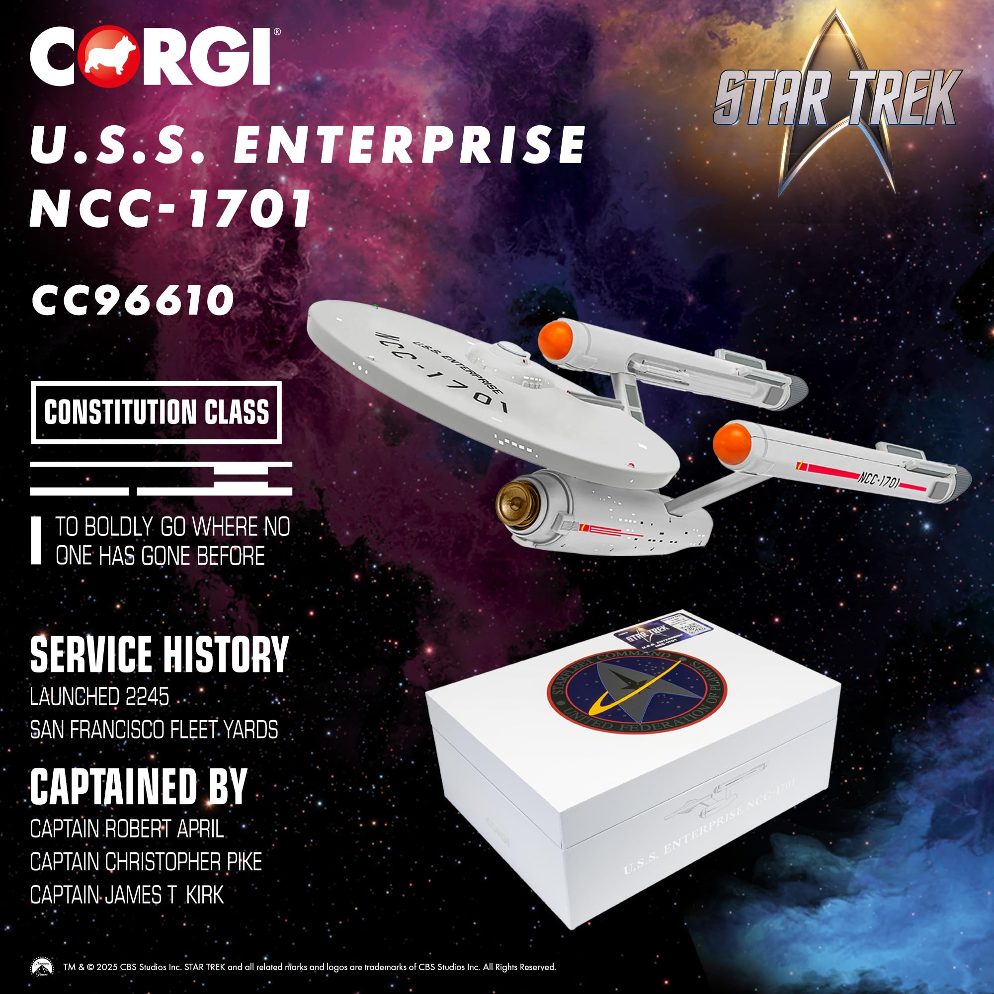 Corgi Diecast USS Enterprise NCC-1701 Star Trek Model - Collectible Spacecraft Toy for Adults 4