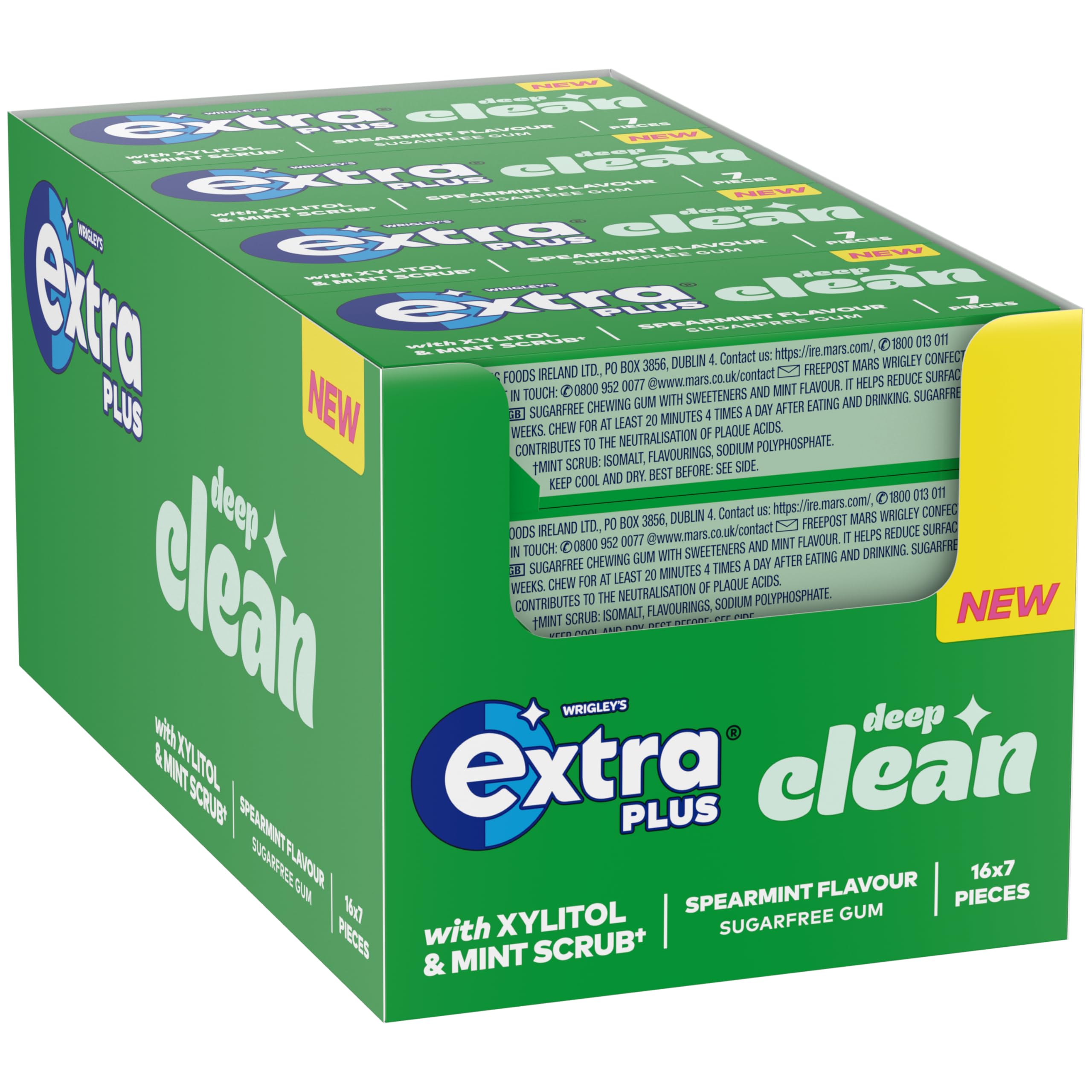 Extra Deep Clean Mint Scrub Sugar Free Chewing Gum | Bulk Case 16 Packs (112 Pieces Total) 1