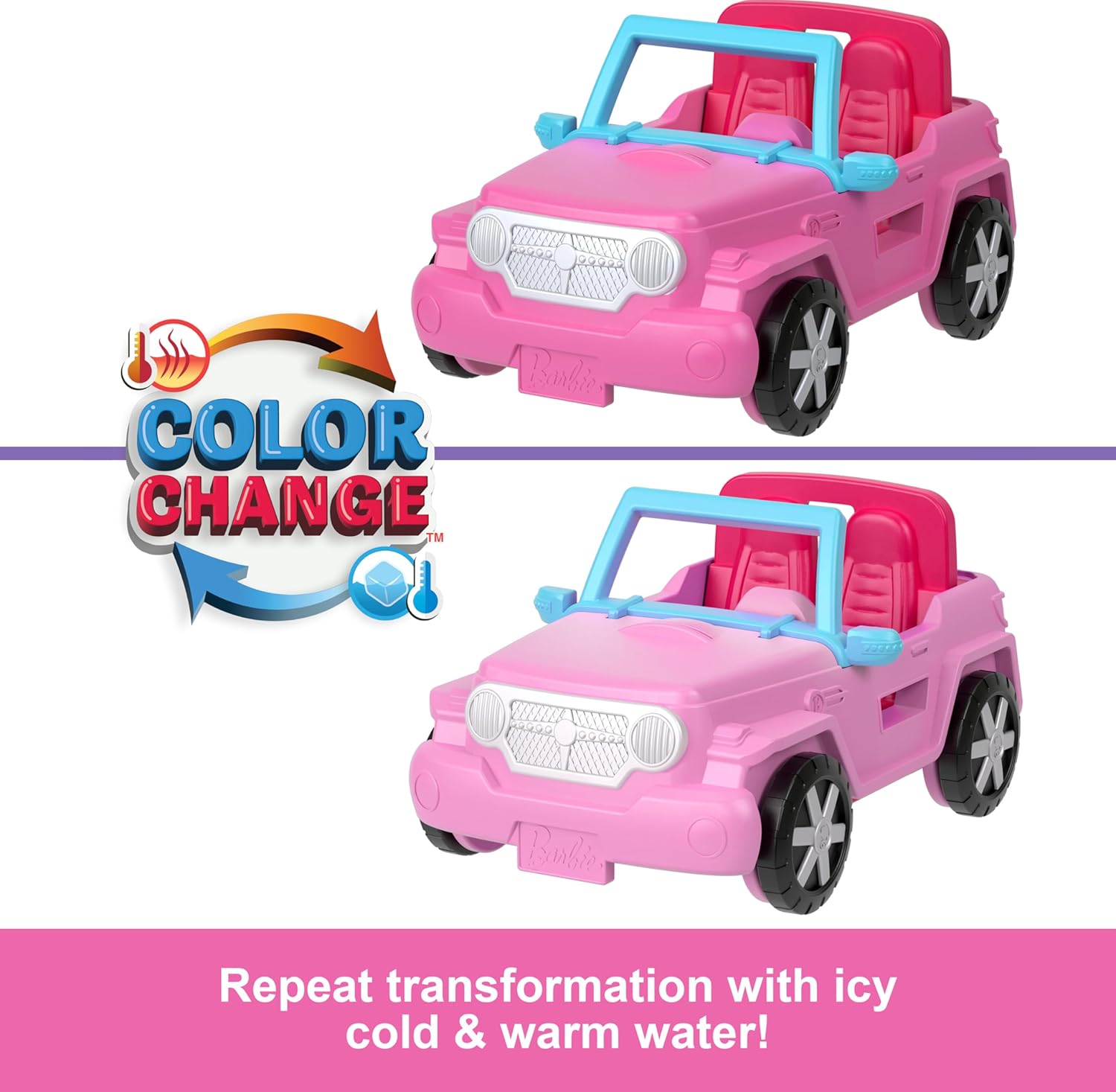 Barbie Mini BarbieLand Doll & Toy Vehicle Set - Color-Changing Jeep Playset for Kids 5