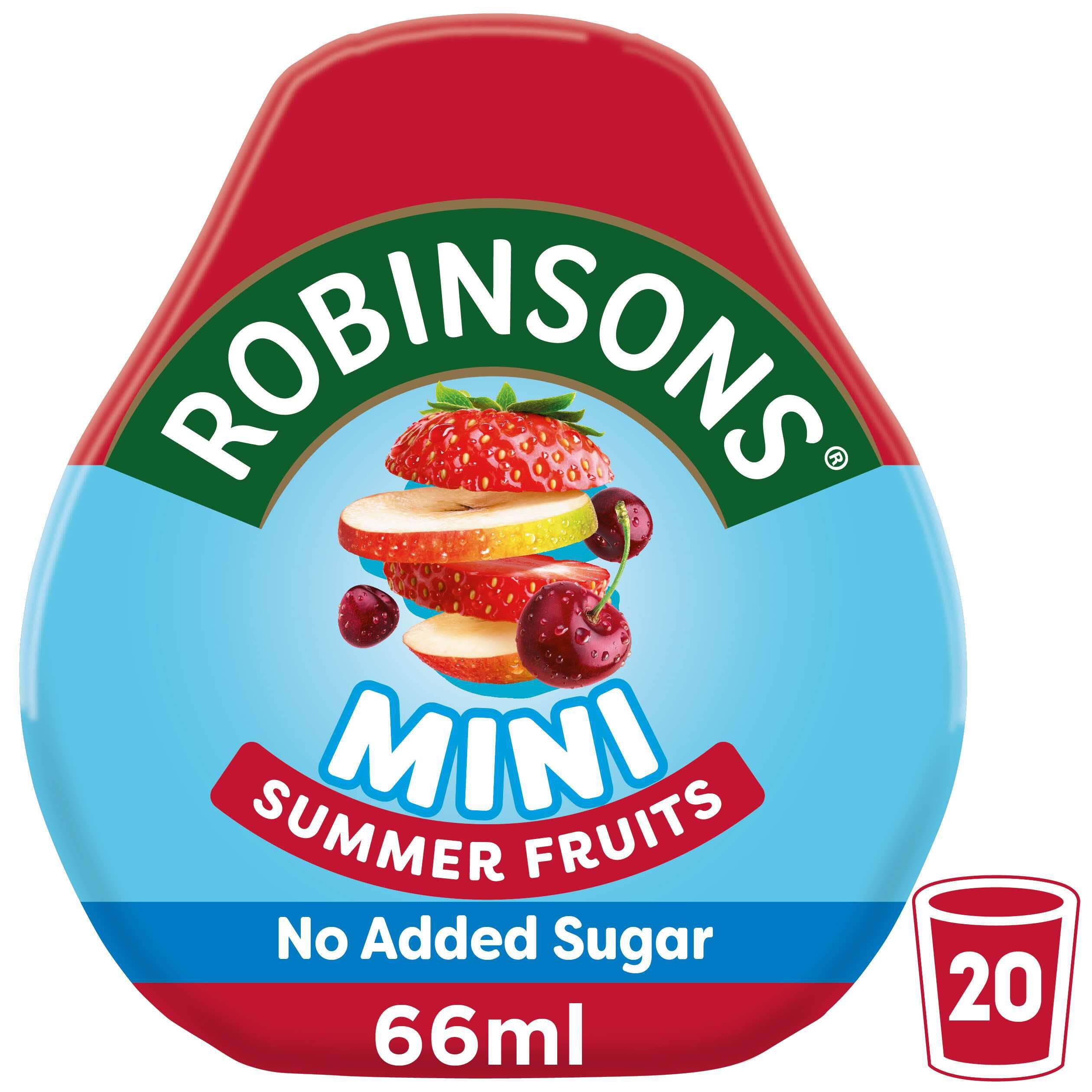 Robinsons Mini Summer Fruits Squash - No Added Sugar, Low Calorie, 66ml Concentrate for 20 Drinks 4