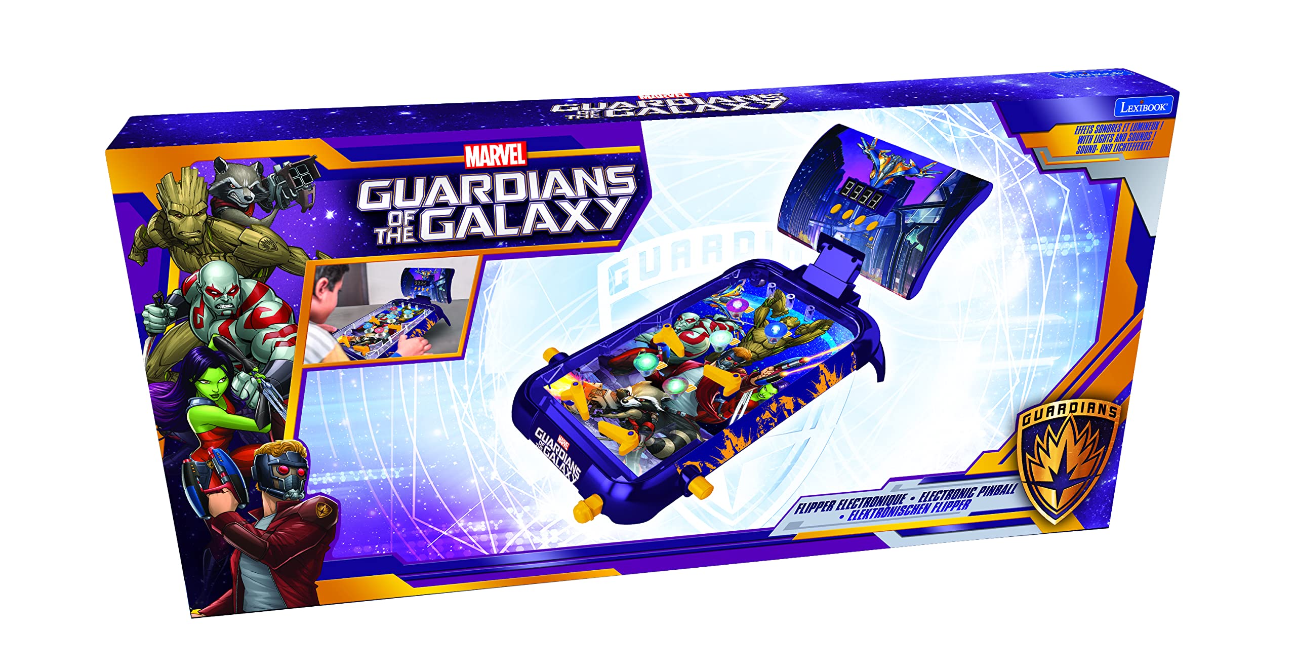 Lexibook JG610GG Marvel Guardians of the Galaxy Electronic Pinball Game - 4 Flippers, LCD Score, Light & Sound Effects 4
