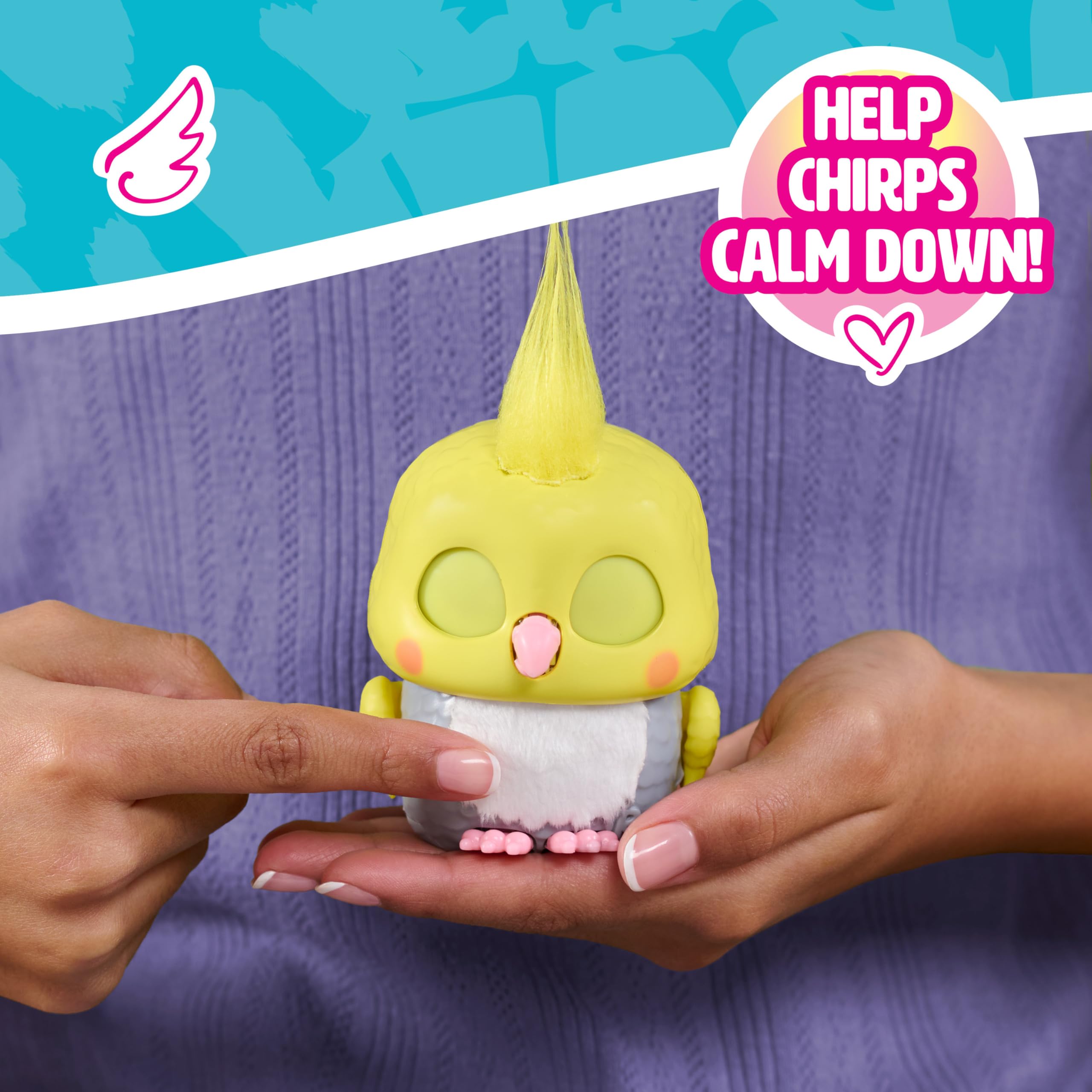 FurReal Chirps the Cockatoo Interactive Palm-Sized Toy, 3.5 Inch Multicolor Cuddly Bird with Sound & Movement 11