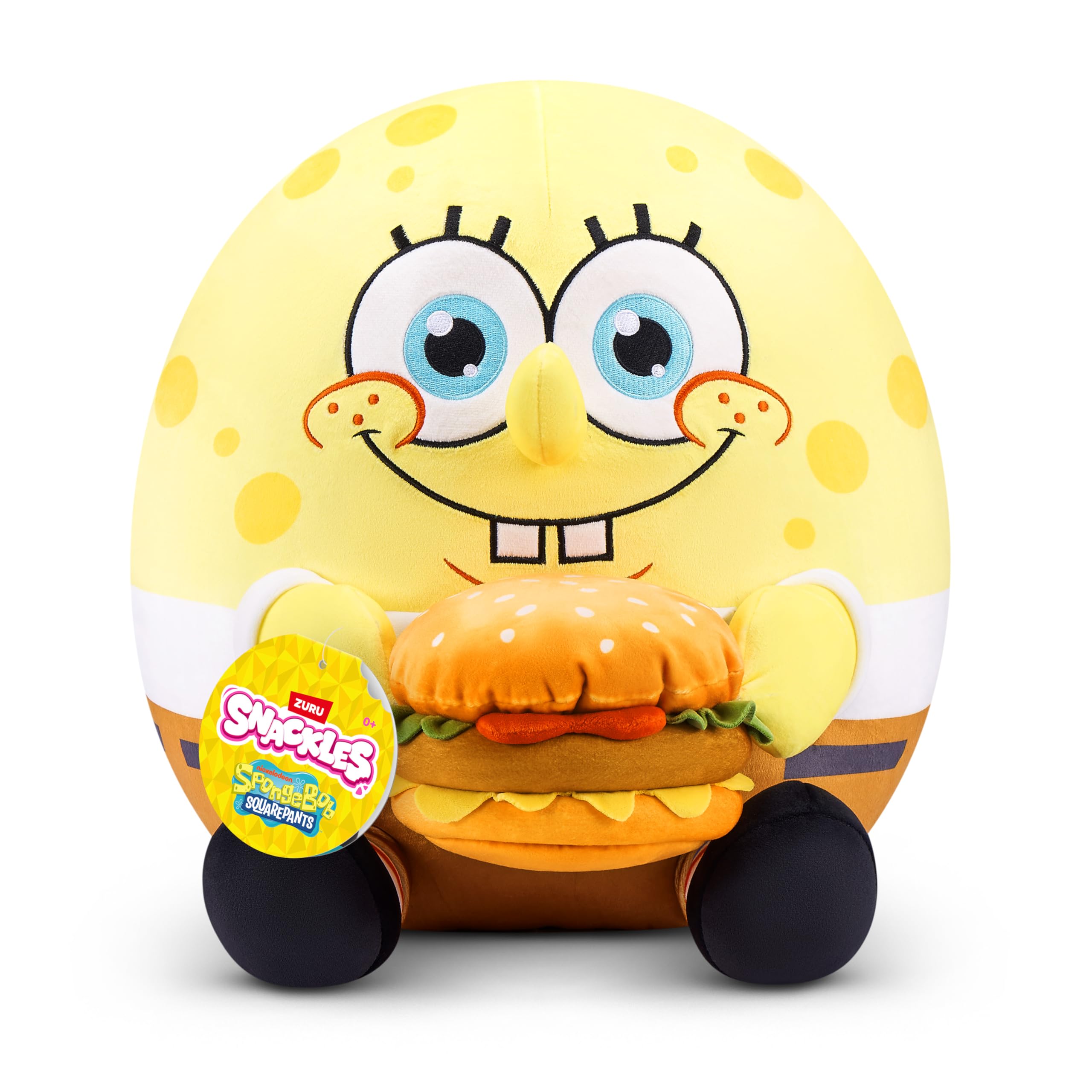 Snackles 14-inch SpongeBob Squarepants Plush by ZURU - Super-Soft Stuffed Animal with Snack, Ages 0+