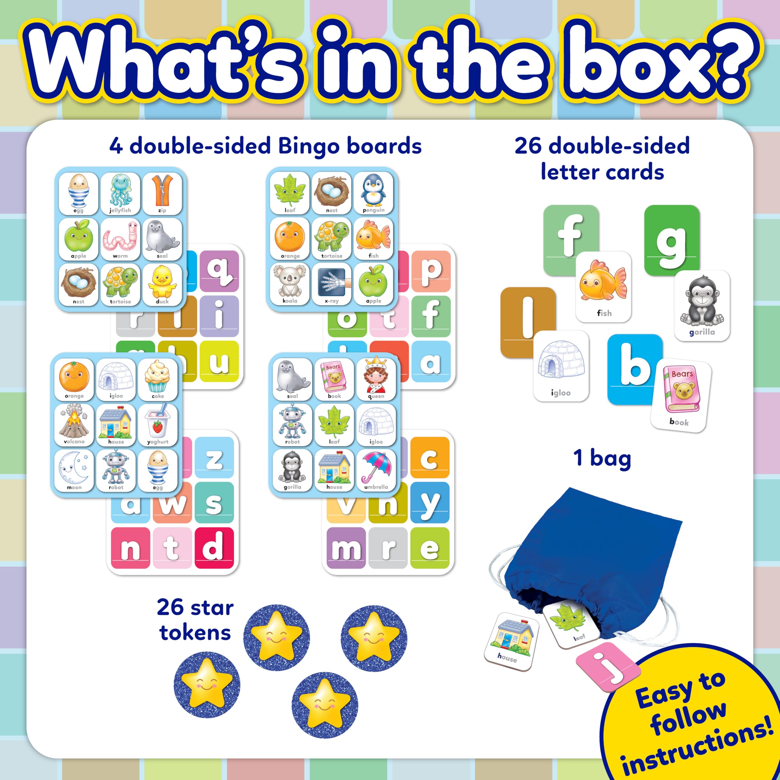 Orchard Toys Alphabet Bingo Educational Early Learning Game for Ages 4+ | Multicolor