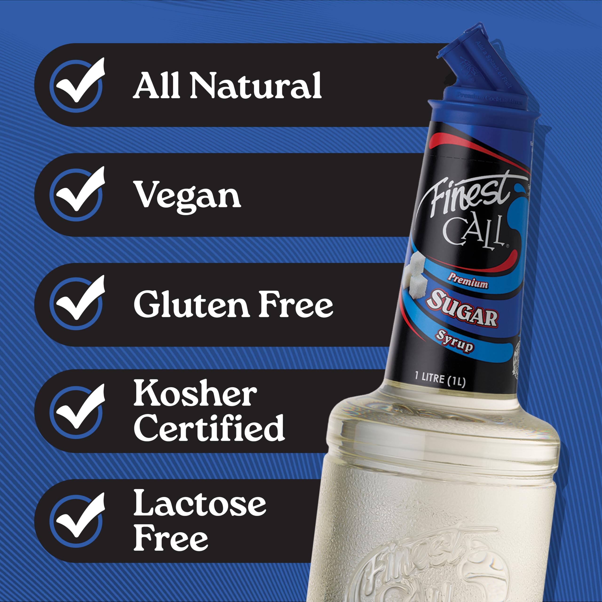 Finest Call Sugar Syrup - Pure Cane Sugar Cocktail Essential | 1 L Liquid