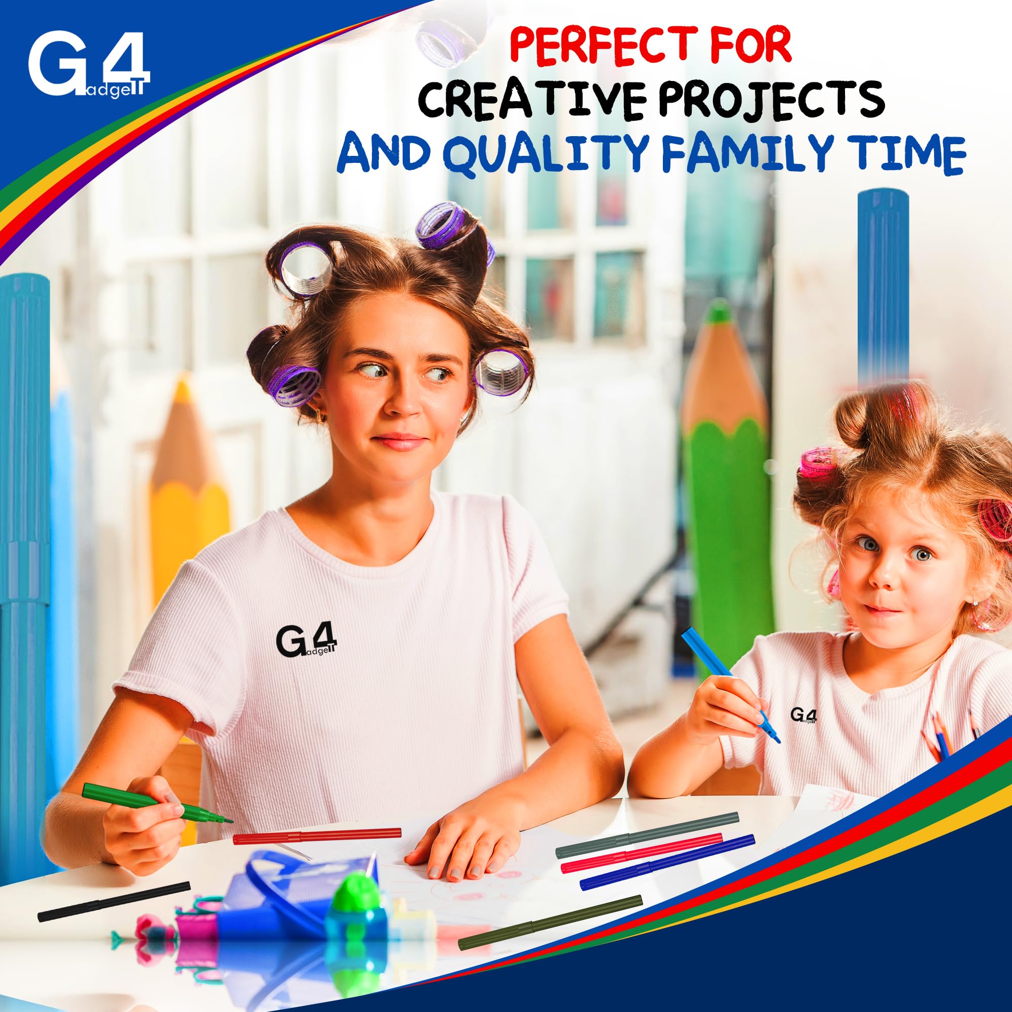 G4GADGET 48 Fine Tip Fiber Coloring Pens - Vibrant Water-Based Art Markers for Kids and Adults 12