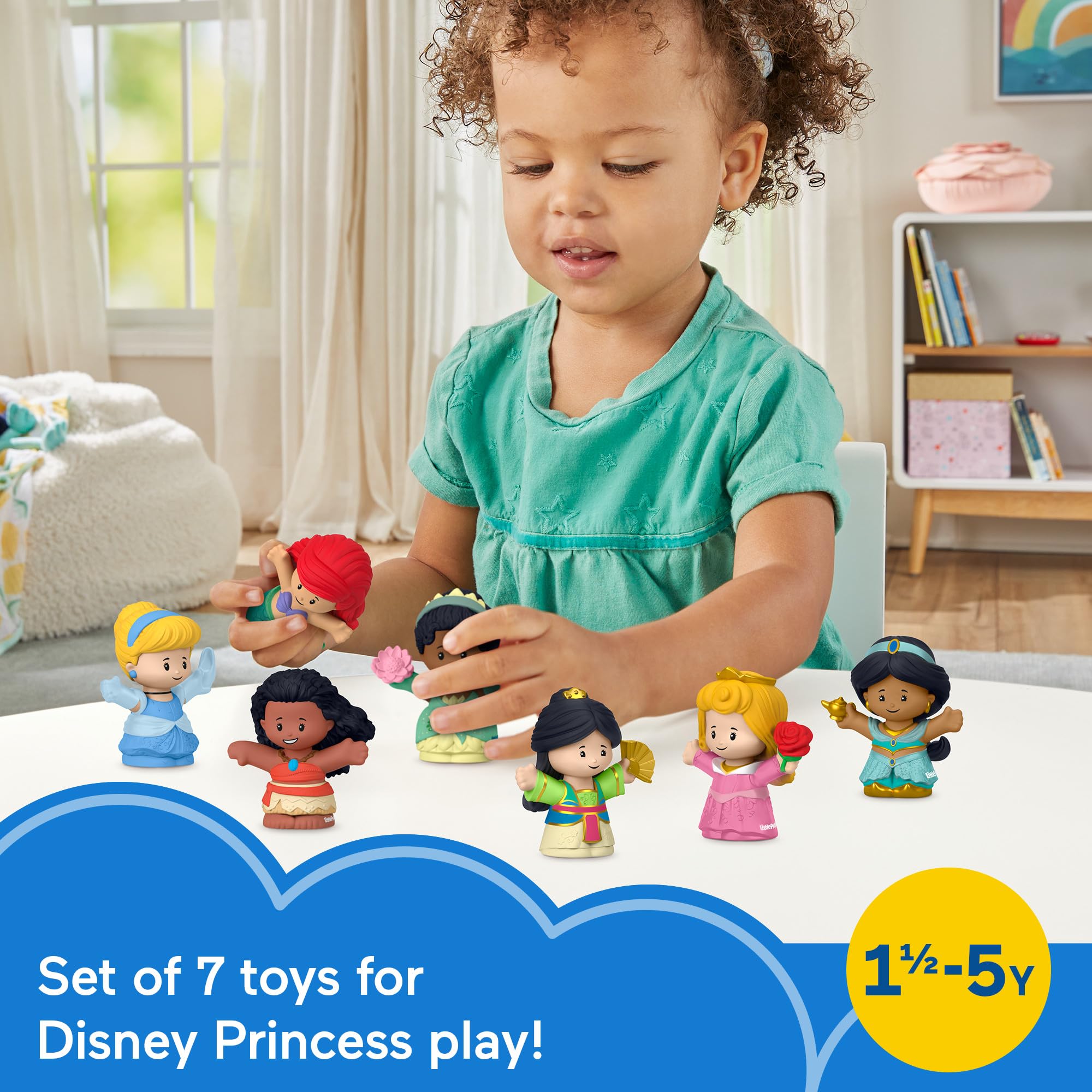 Fisher-Price Little People Disney Princess Figures - 7-Piece Toddler Play Set for Ages 18 Months+ 6