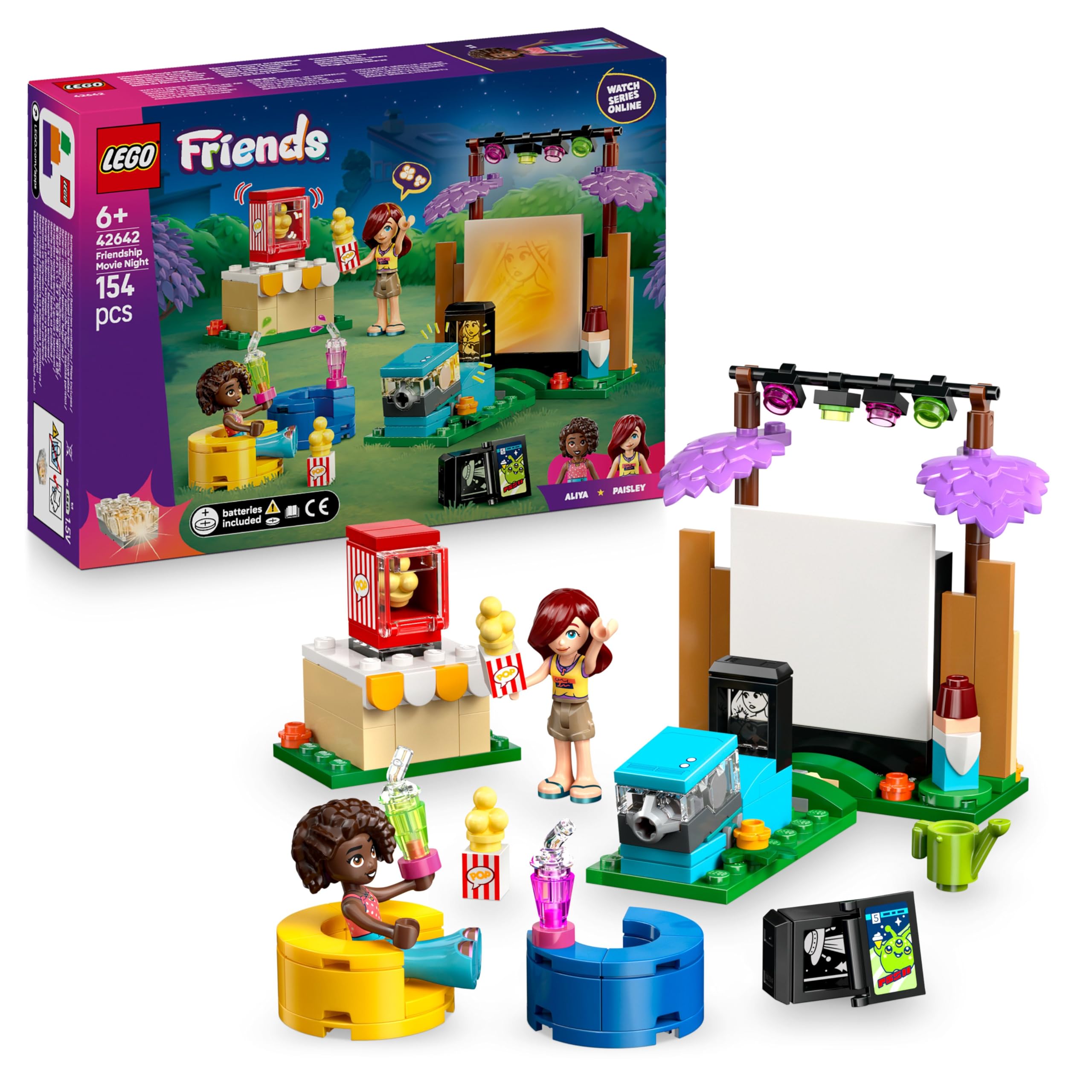 LEGO Friends Friendship Movie Night Playset - Light-Up Projector & 2 Mini Dolls for 6+ Year Olds