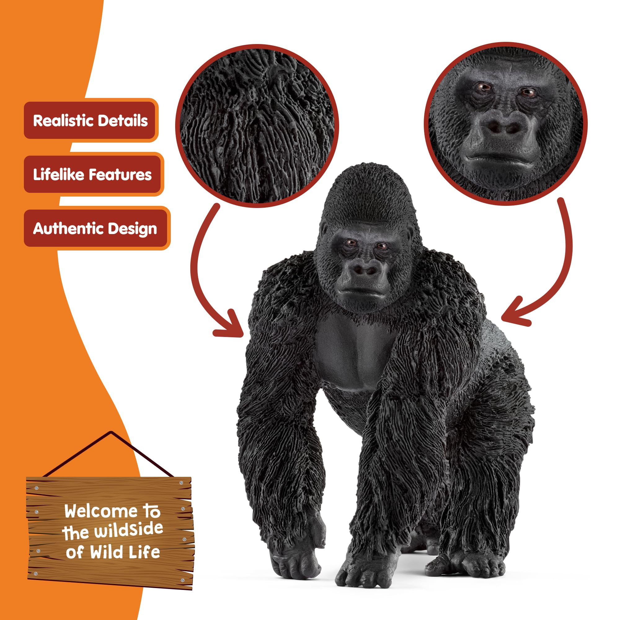 SCHLEICH Male Gorilla Figure - Wildlife Animal Toy for Kids 36 Months+ 9