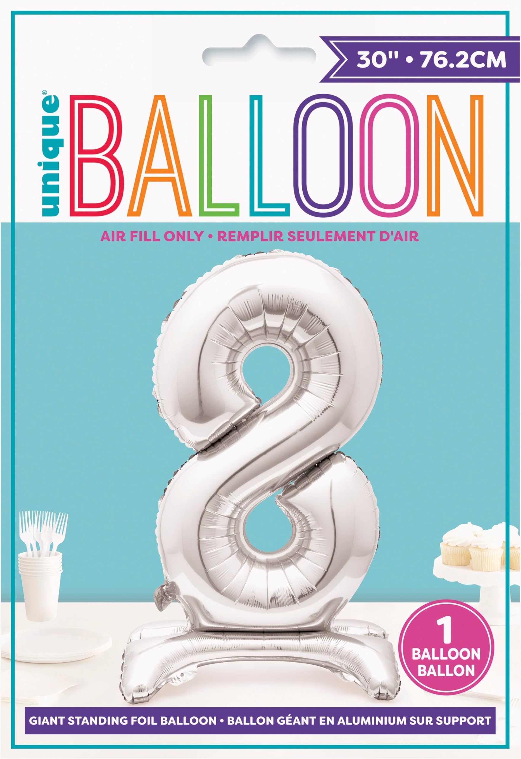 Majestic Silver 8-Shaped Foil Balloon (76cm) - Standalone Party Decor for Milestone Celebrations