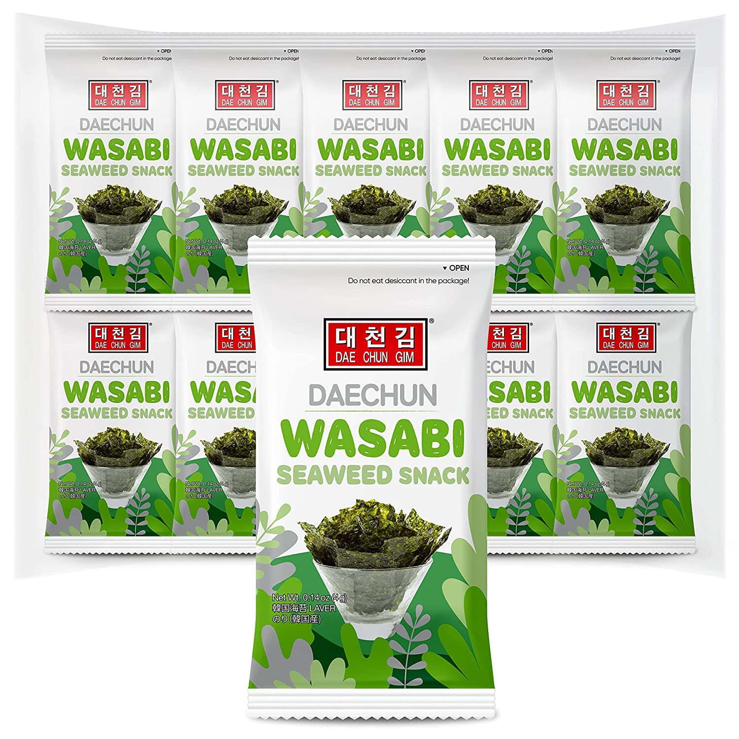 Daechun Choi's 1 Wasabi Seaweed Snack, 20 Pack, Product of Korea