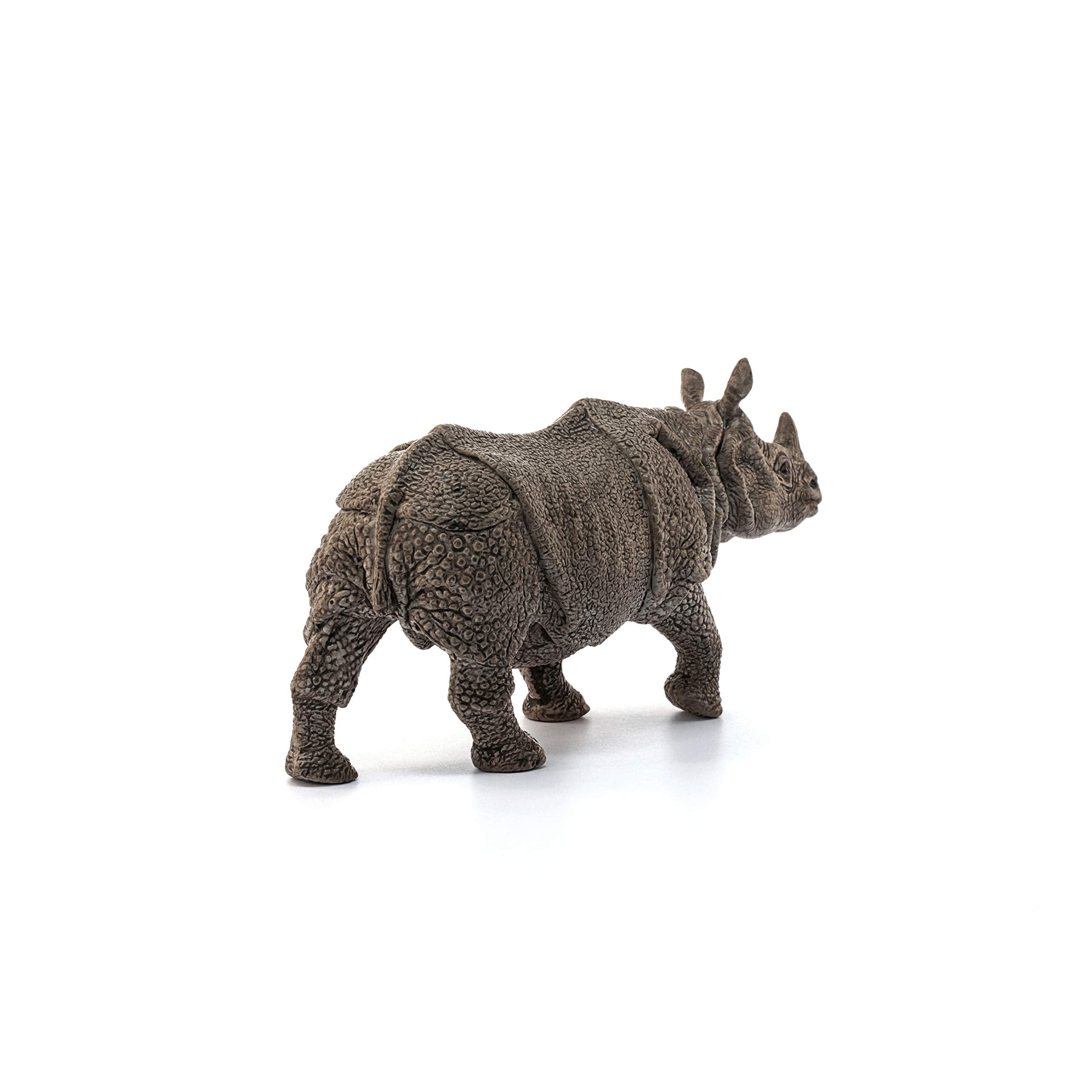 SCHLEICH Indian Rhinoceros Wildlife Figurine - Hand-Painted Educational Toy for Kids 3