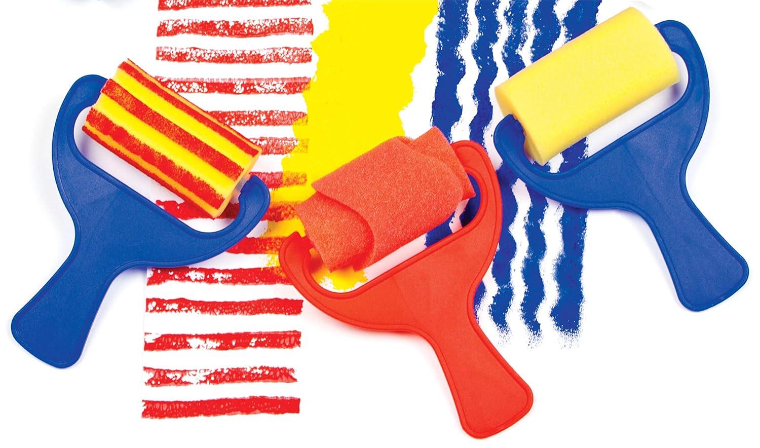 Baker Ross Sponge Patterned Rollers Set of 6 - Assorted Colors for Kids' Arts & Crafts 4