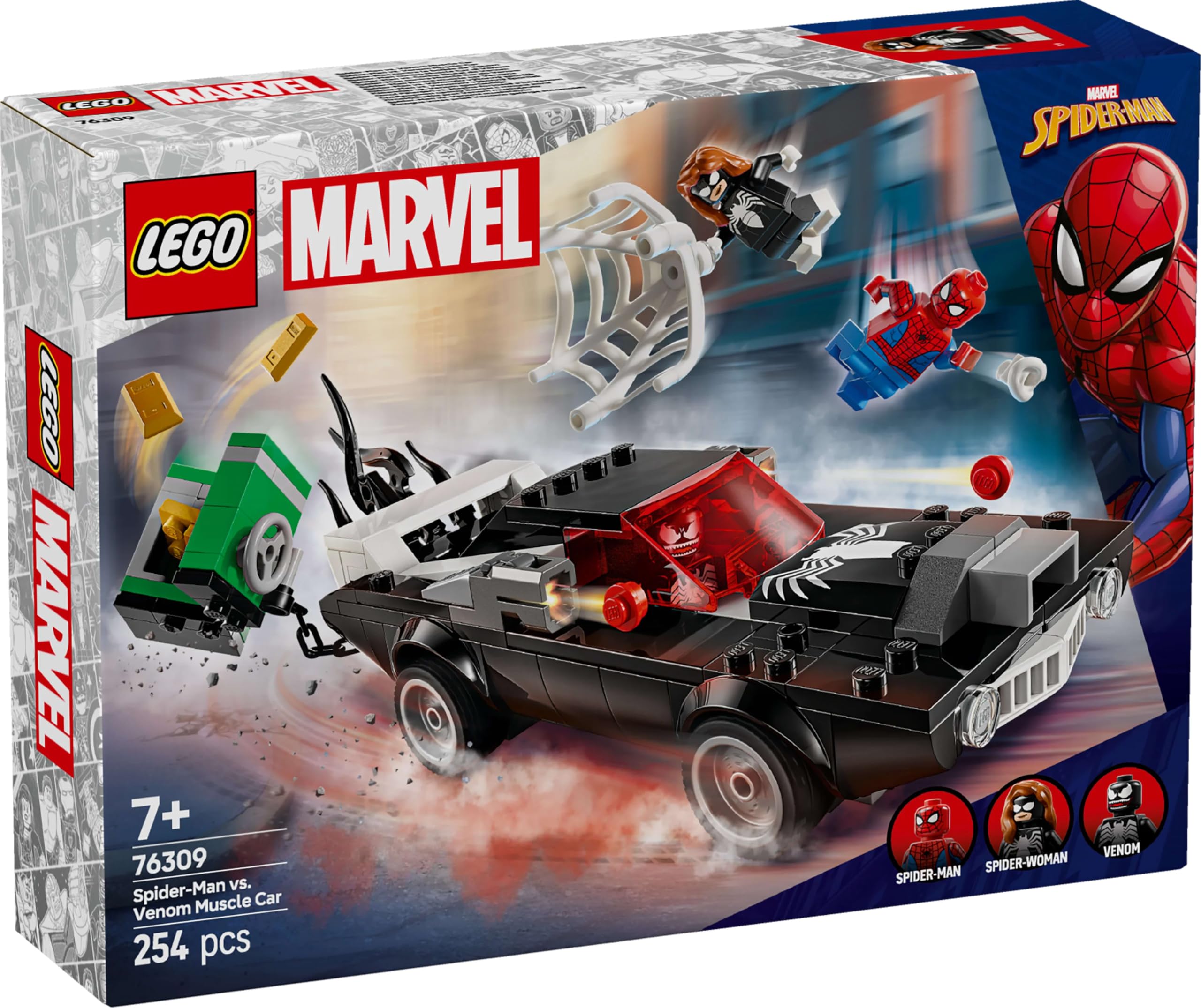 LEGO Marvel Spider-Man vs. Venom Muscle Car - Building Toy with 3 Super Heroes, 254 Pieces, Age 7+ 12