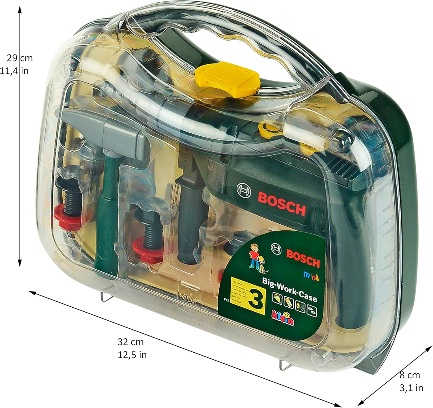 Theo Klein 8416 Bosch Tool Case - 16-Piece Battery-Powered Drill Playset for Kids 3+ 4