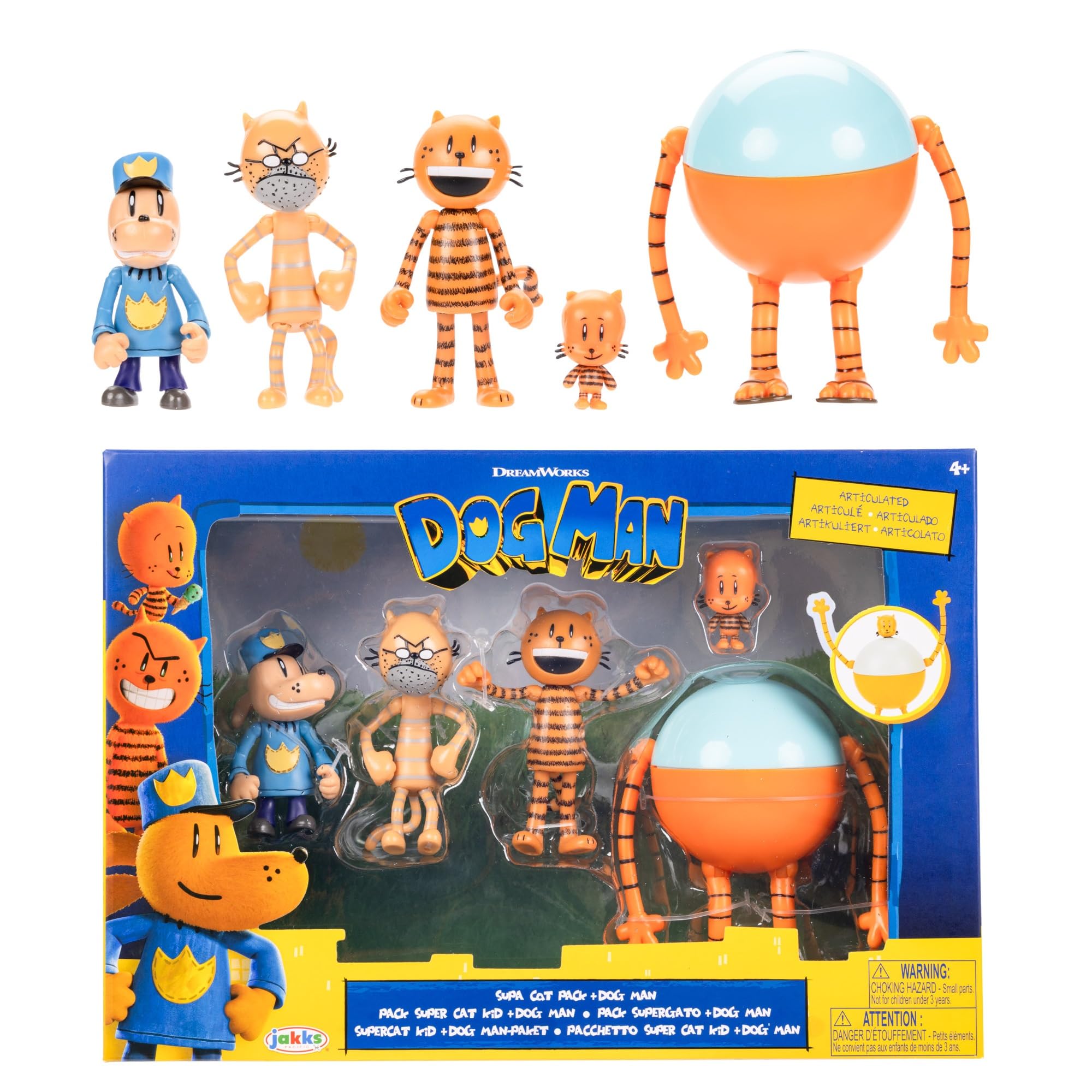 Dog Man Movie Action Figures Multipack - 6.3cm Articulated Play Figures